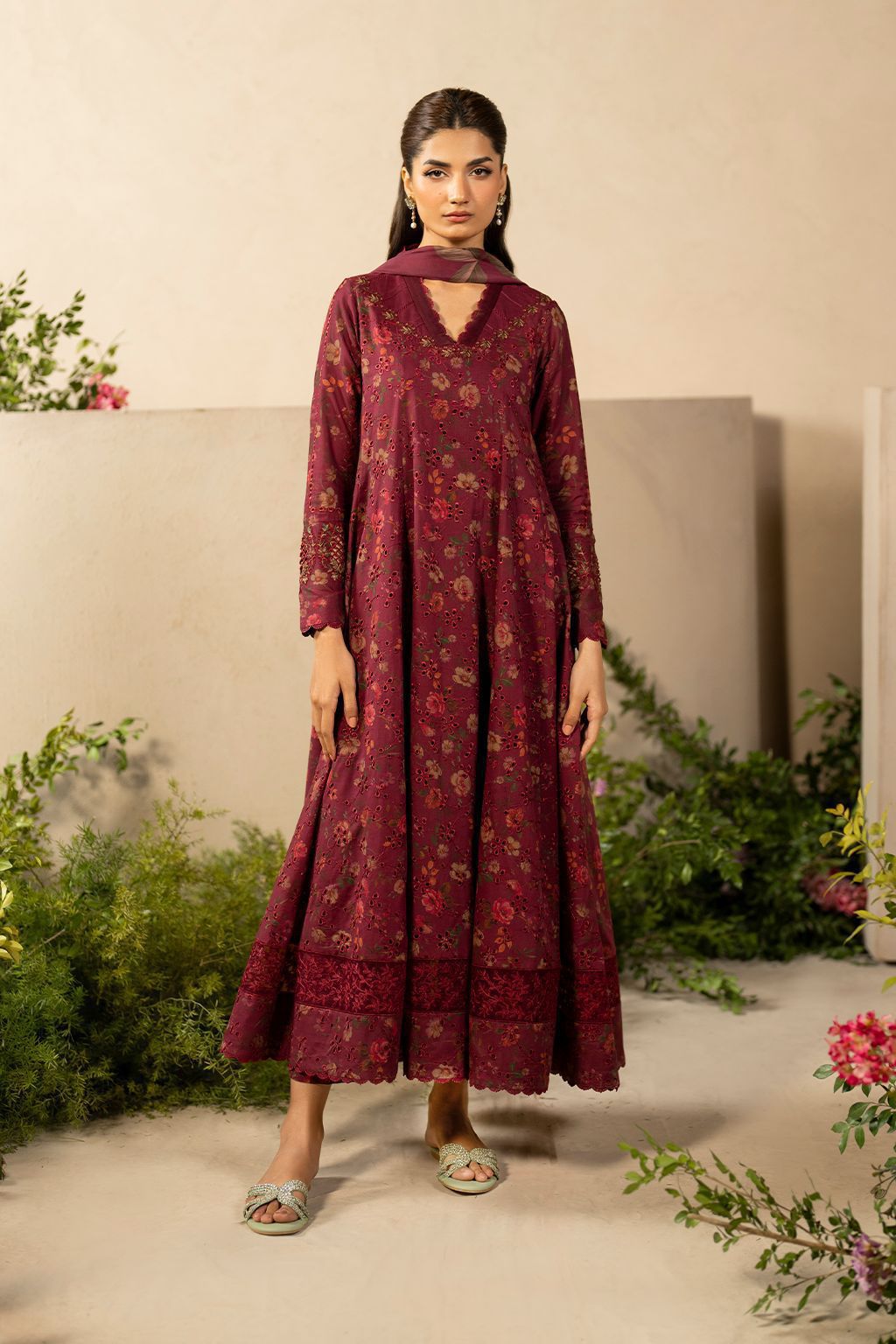 Linen Digital Print Embroidered 3Piece