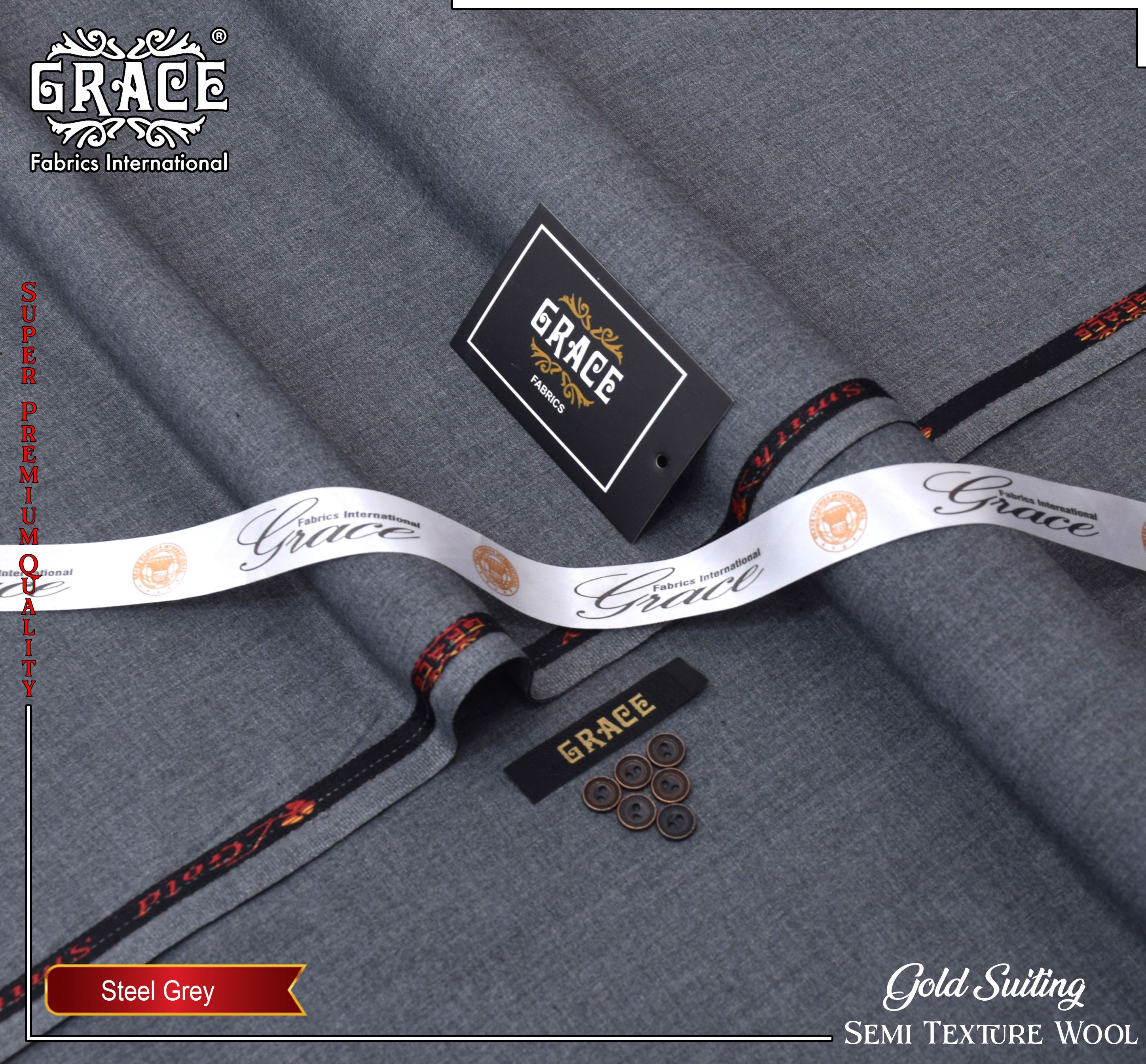Grace Winter Wool Fabric - Steel Gray