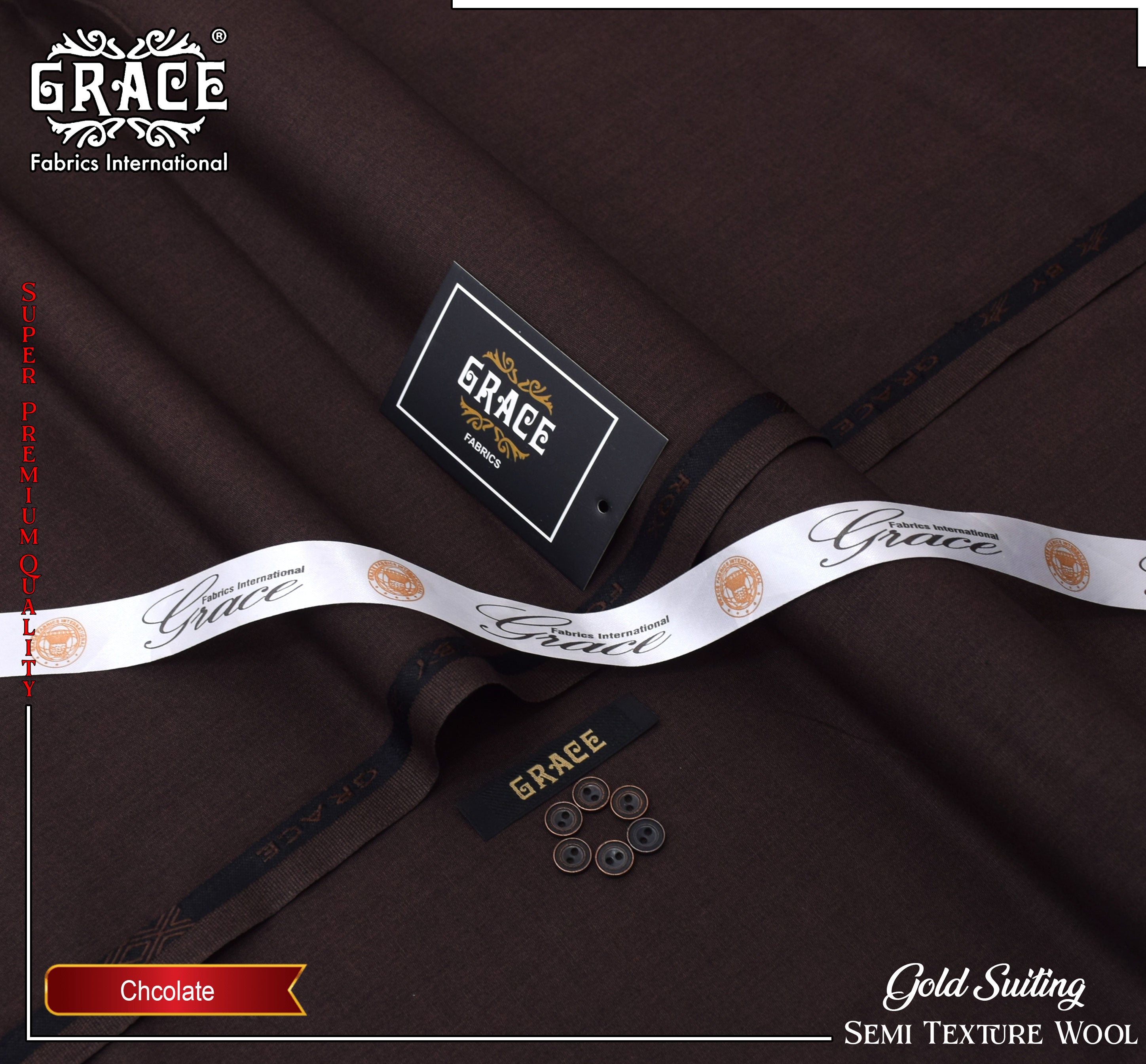 Grace Winter Wool Fabric - Chocolate