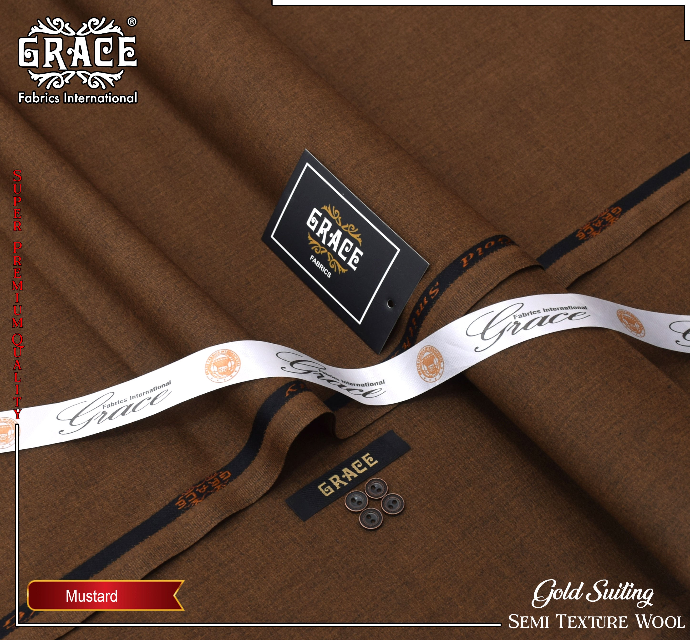 Grace Winter Wool Fabric - Mustard