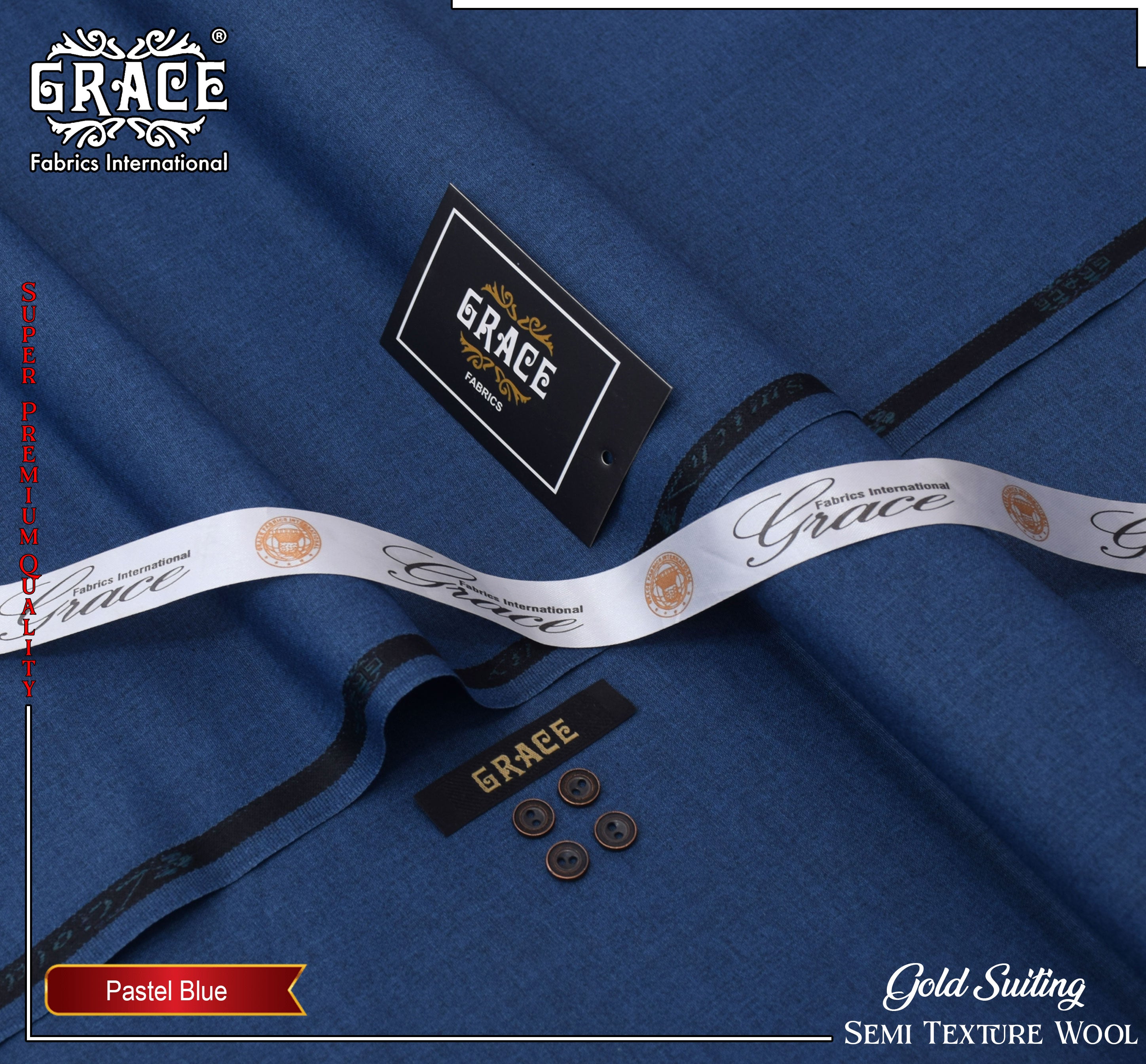 Grace Winter Wool Fabric - Pastel Blue