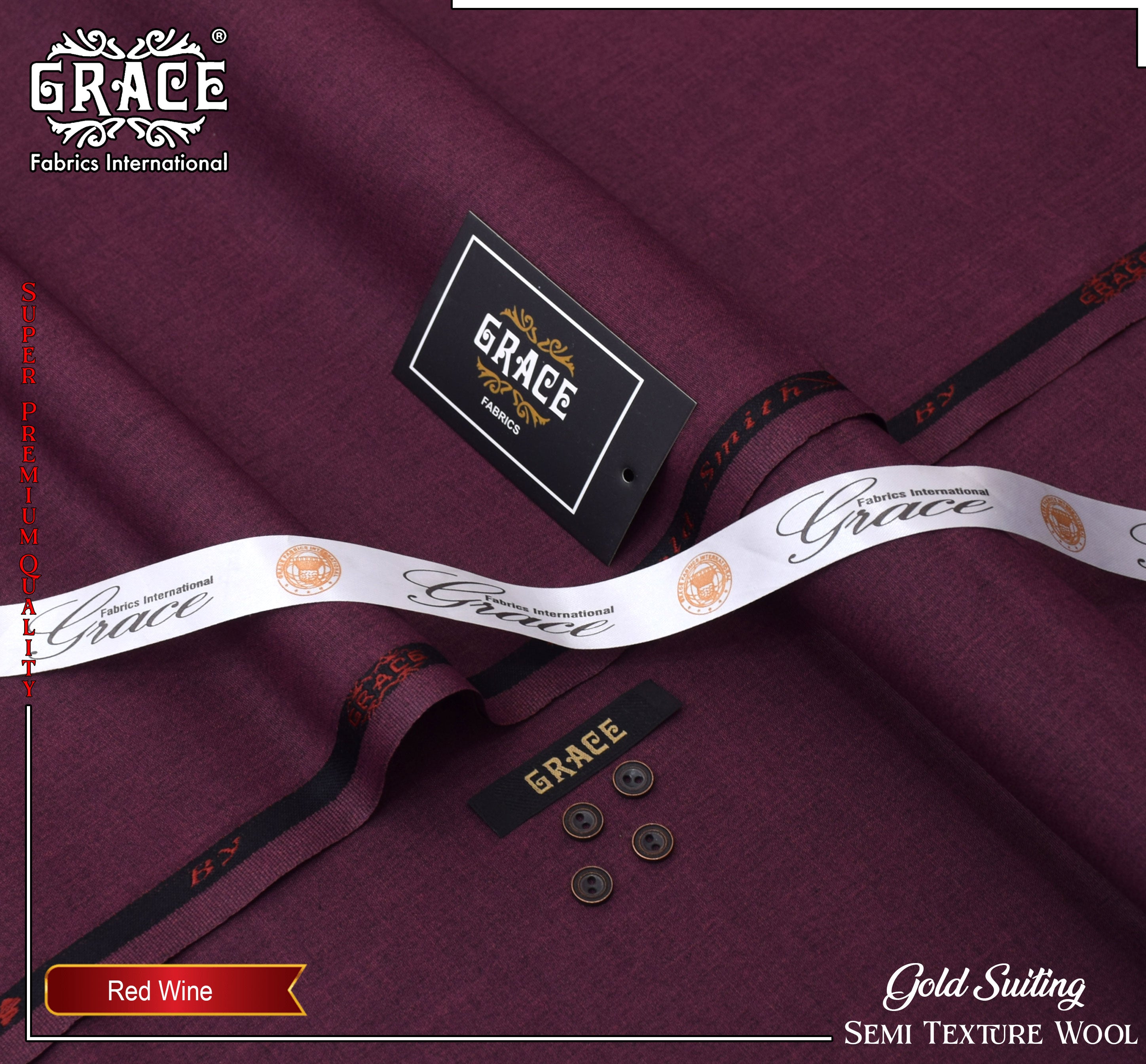 Grace Winter Wool Fabric - Red Wine