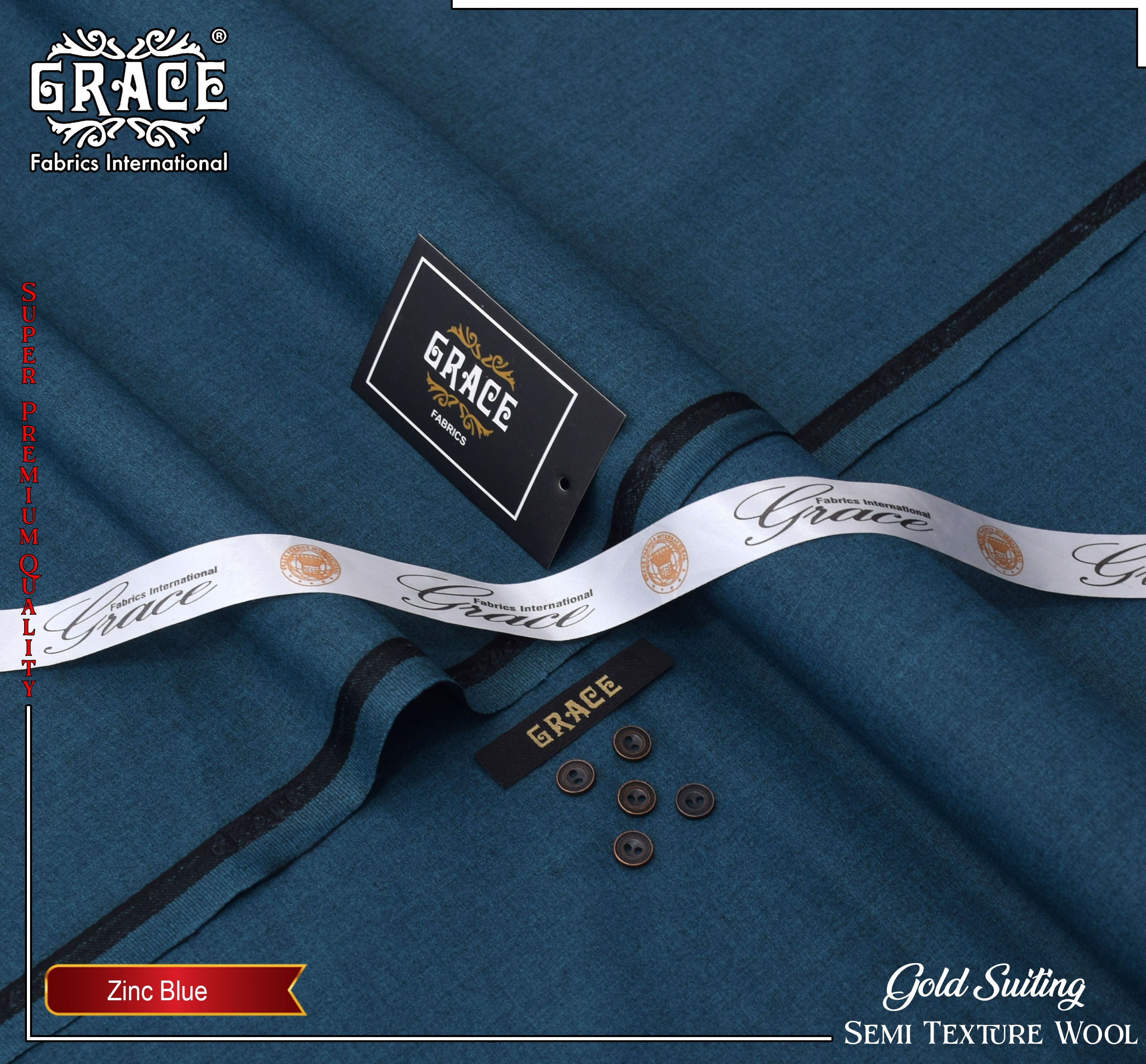 Grace Winter Wool Fabric - Zinc Blue