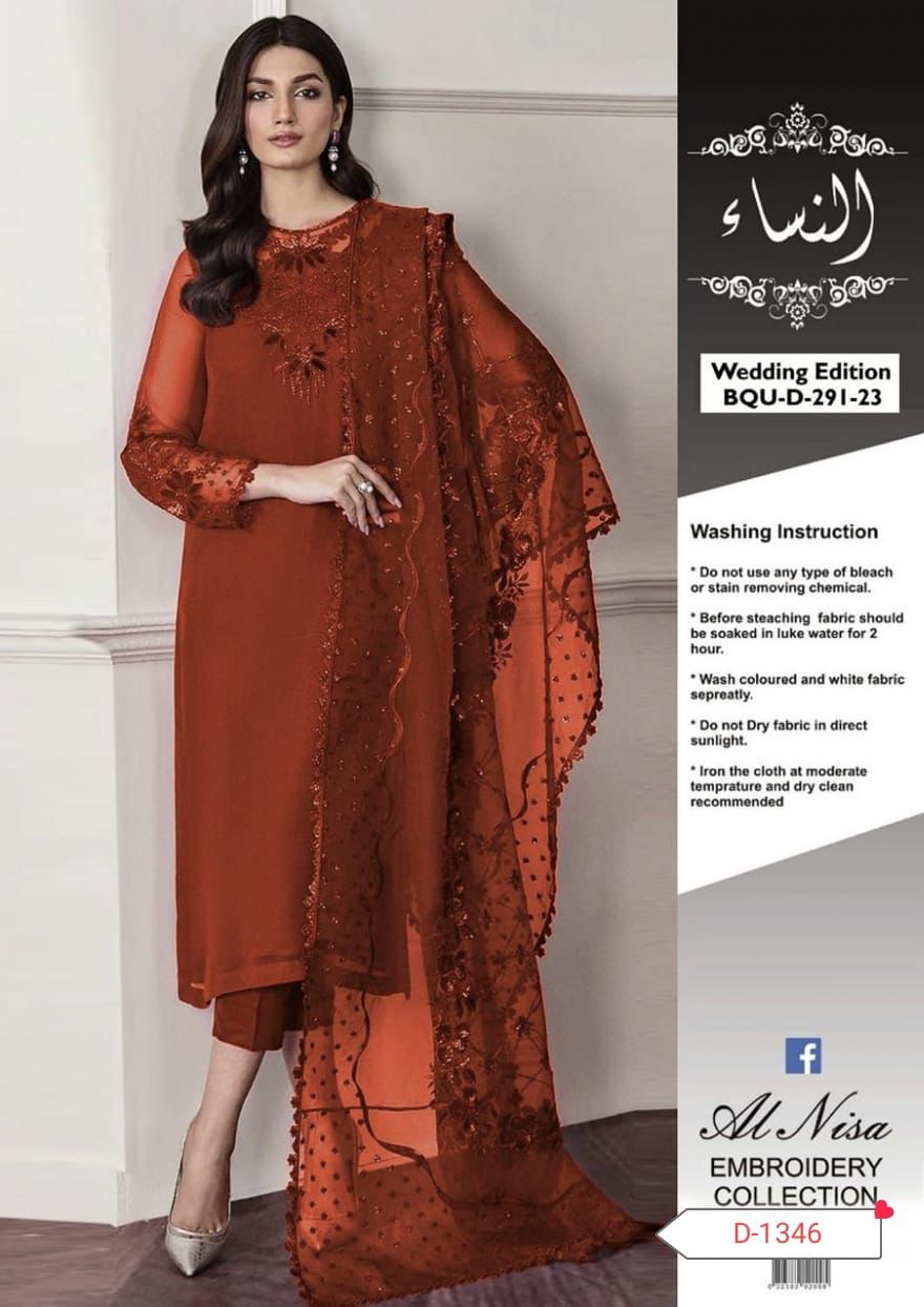 Baroque Unstitched Embroidered Chiffon D-001