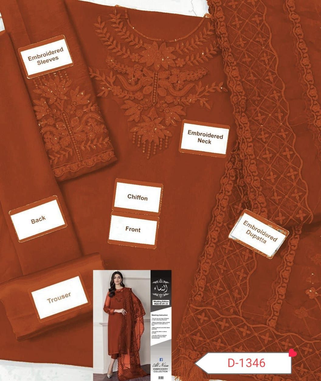 Baroque Unstitched Embroidered Chiffon D-001
