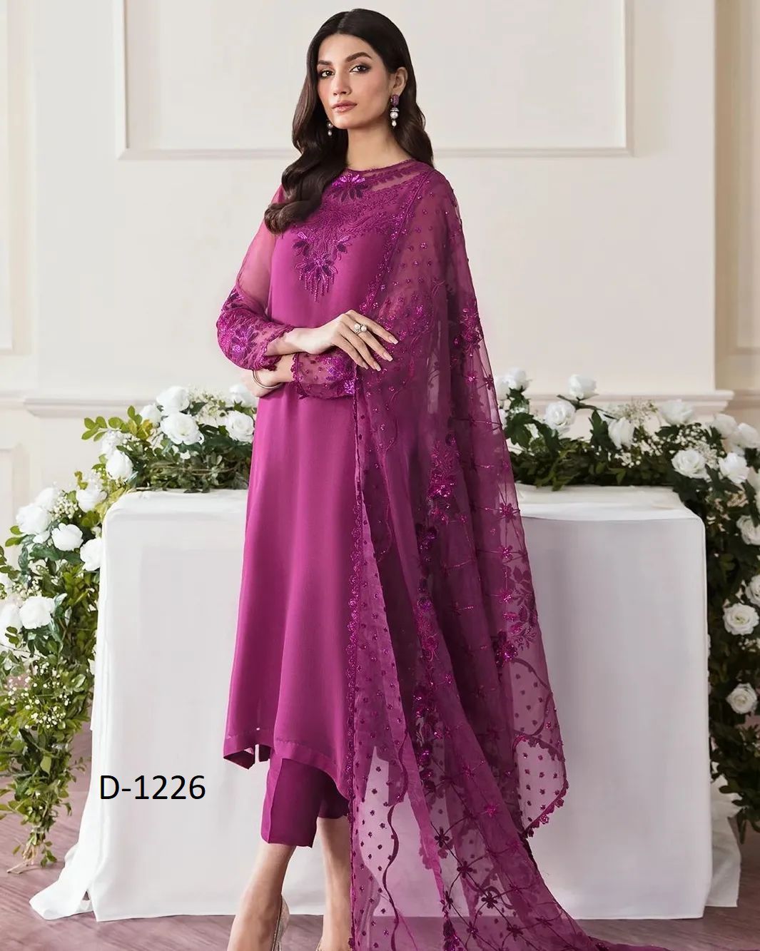 Baroque Unstitched Embroidered Chiffon D-002