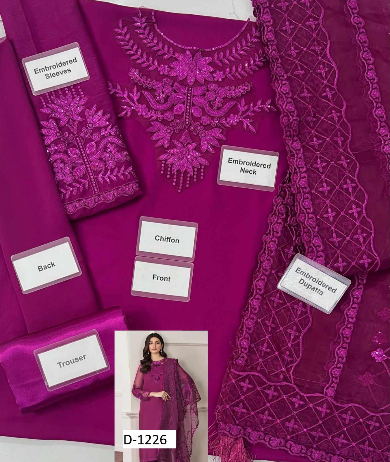 Baroque Unstitched Embroidered Chiffon D-002