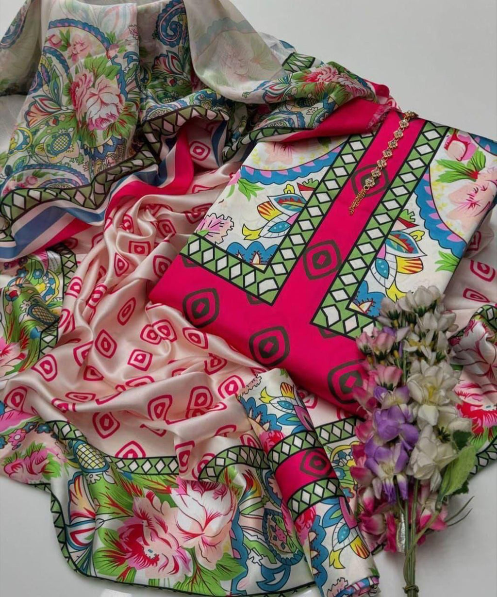 LULUSAR Shamooz Silk Printed 3Piece D-001