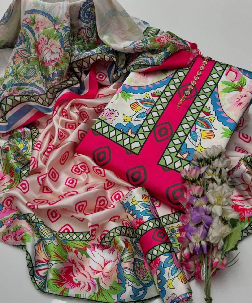 LULUSAR Shamooz Silk Printed 3Piece D-001
