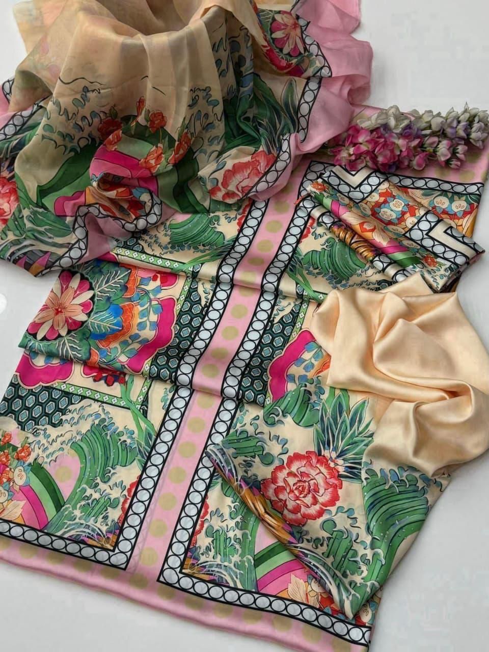 LULUSAR Shamooz Silk Printed 3Piece D-004