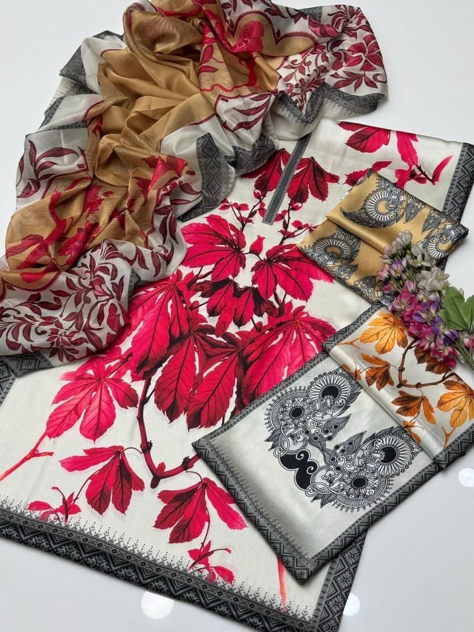 LULUSAR Shamooz Silk Printed 3Piece D-005