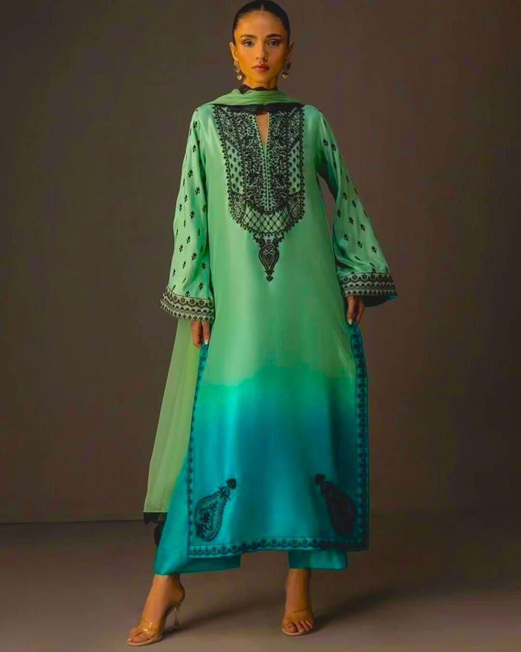 LULUSAR Shamooz Silk Printed 3Piece D-014