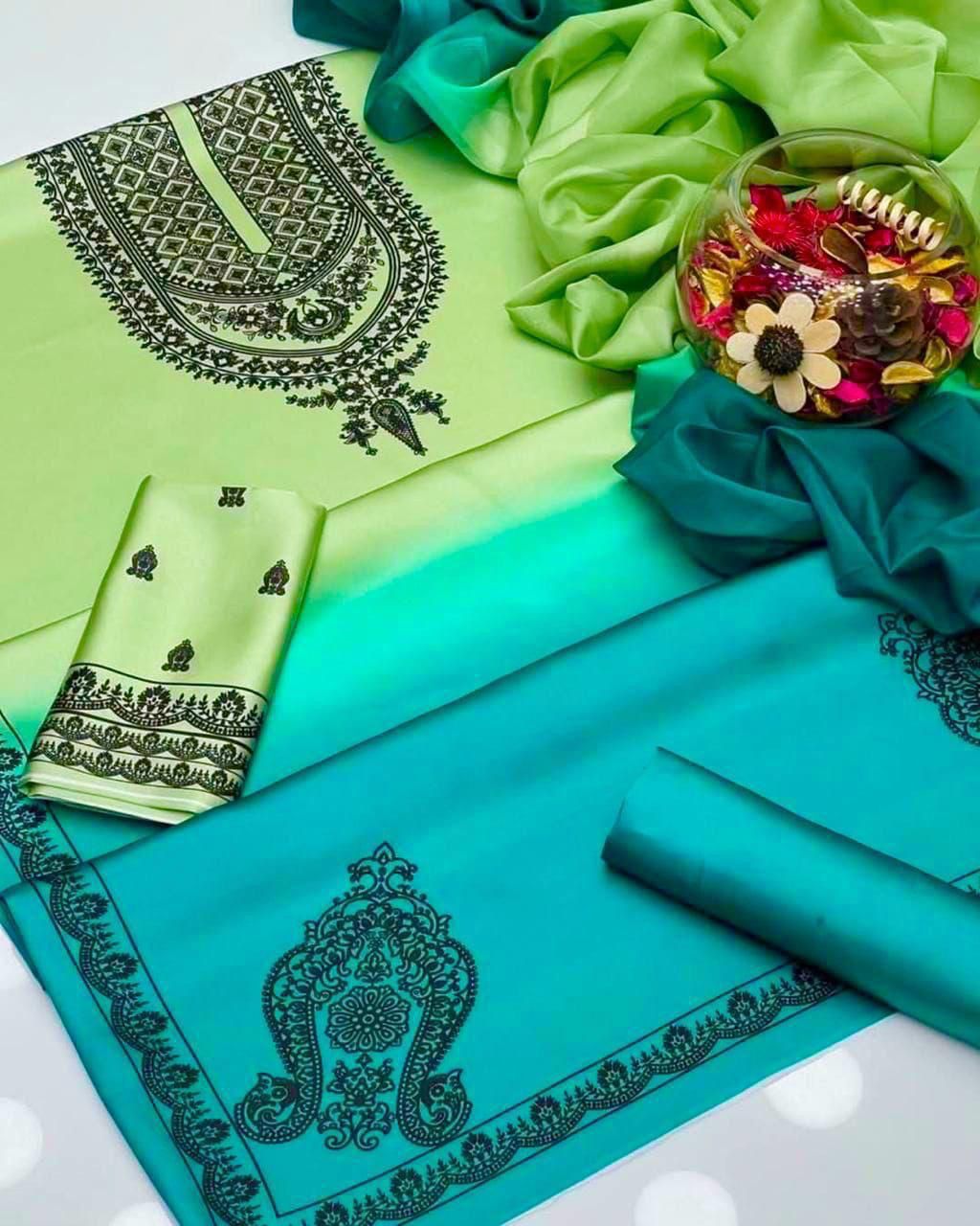 LULUSAR Shamooz Silk Printed 3Piece D-014