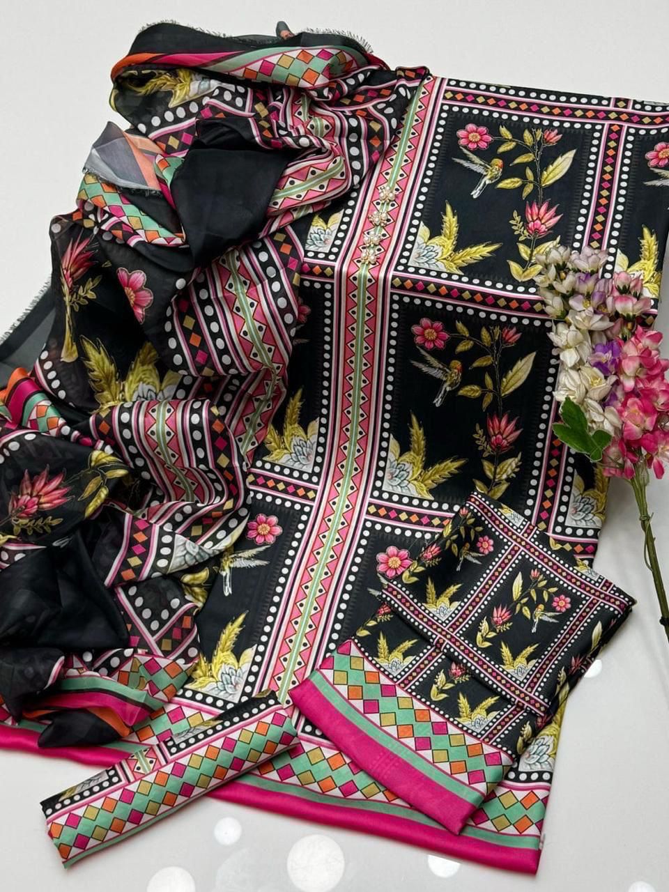 LULUSAR Shamooz Silk Printed 3Piece D-032