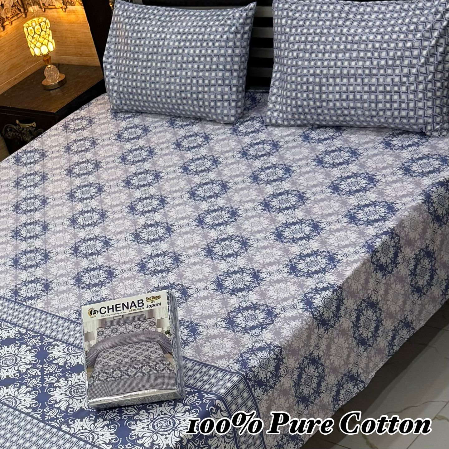Pure Cotton Bedsheet 3Piece Set D-003