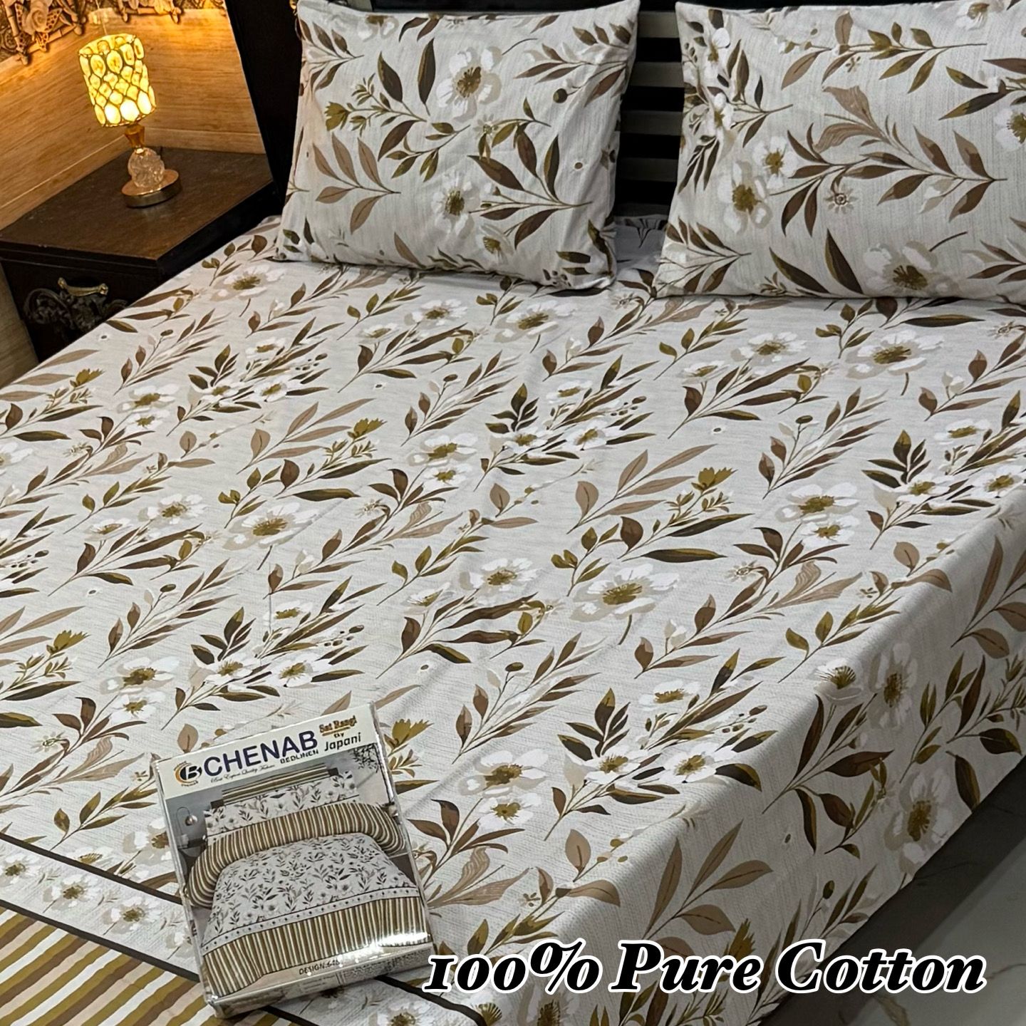 Pure Cotton Bedsheet 3Piece Set D-004