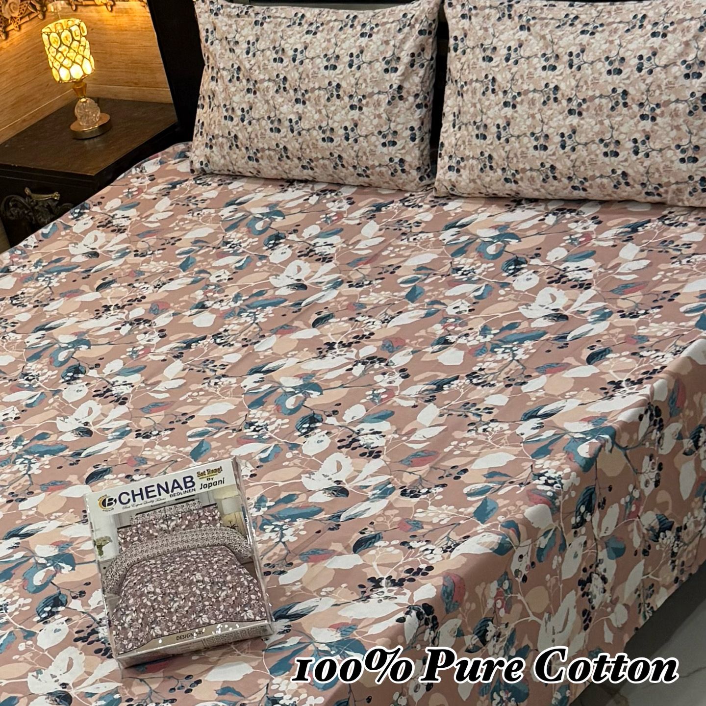 Pure Cotton Bedsheet 3Piece Set D-007