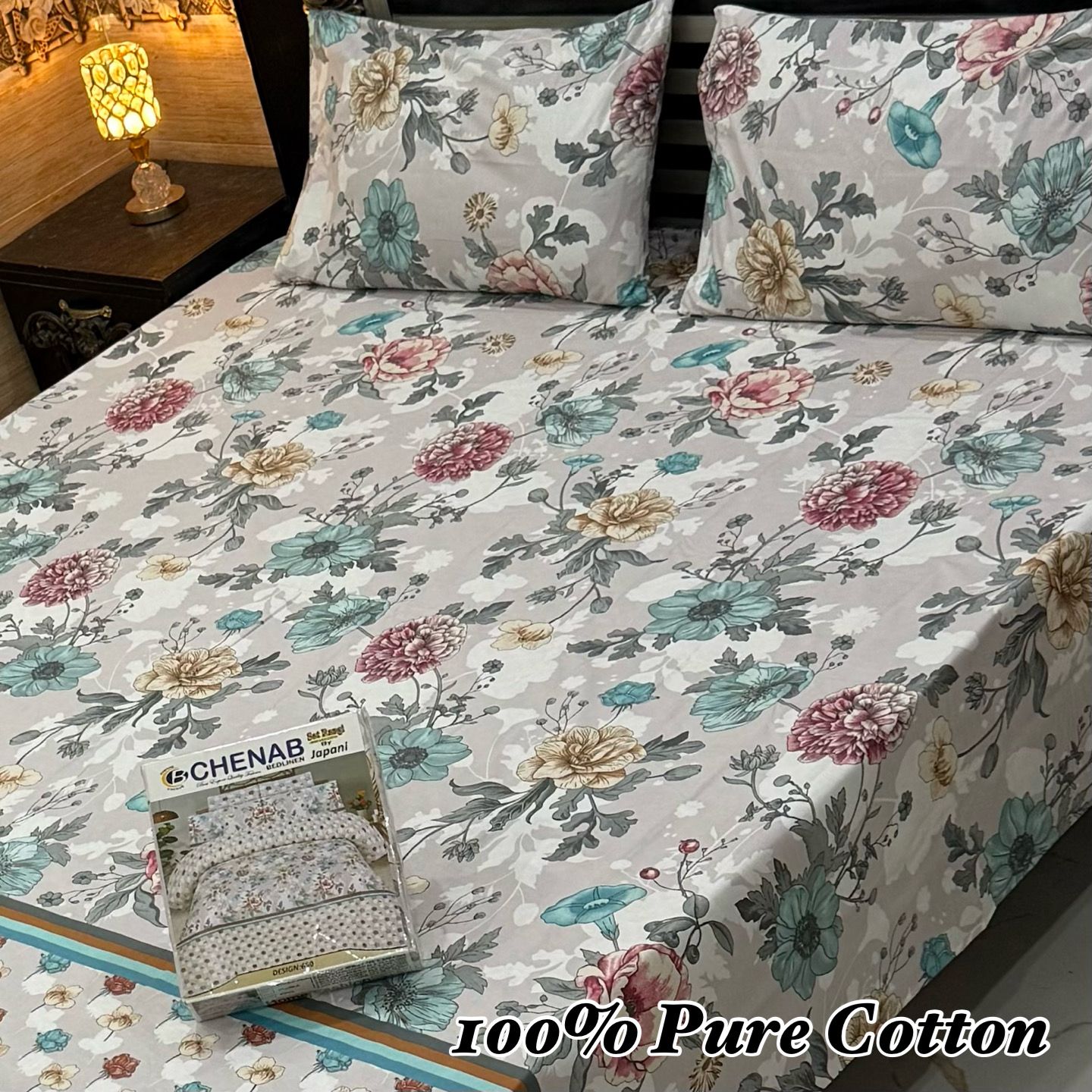 Pure Cotton Bedsheet 3Piece Set D-008