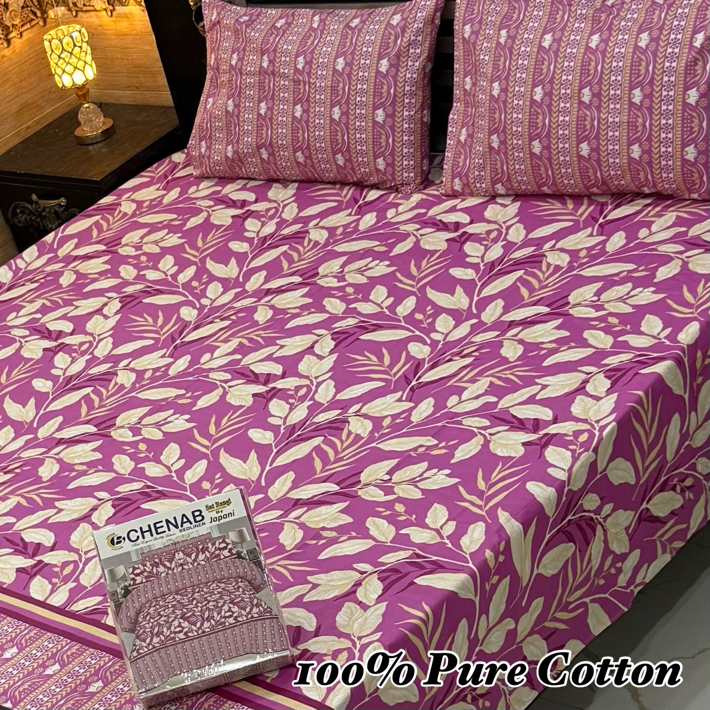 Pure Cotton Bedsheet 3Piece Set D-009