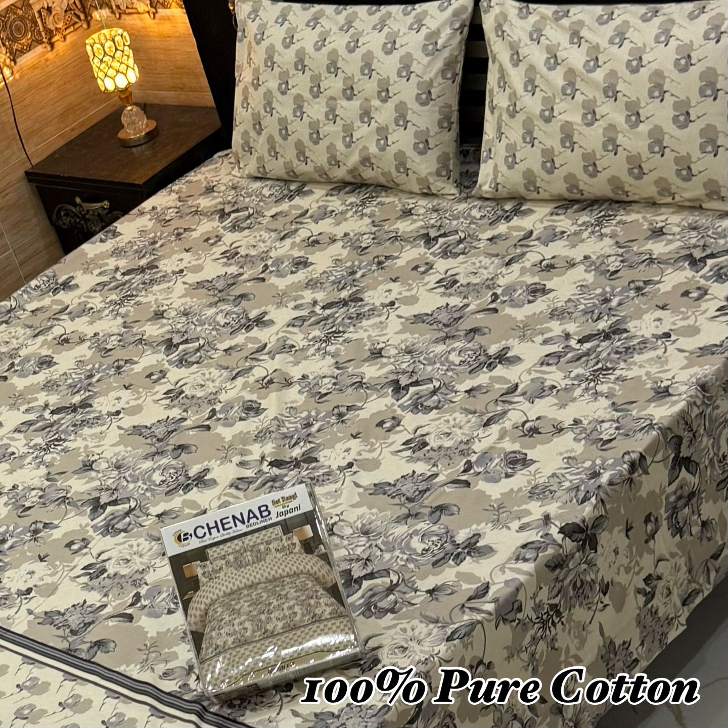 Pure Cotton Bedsheet 3Piece Set D-010