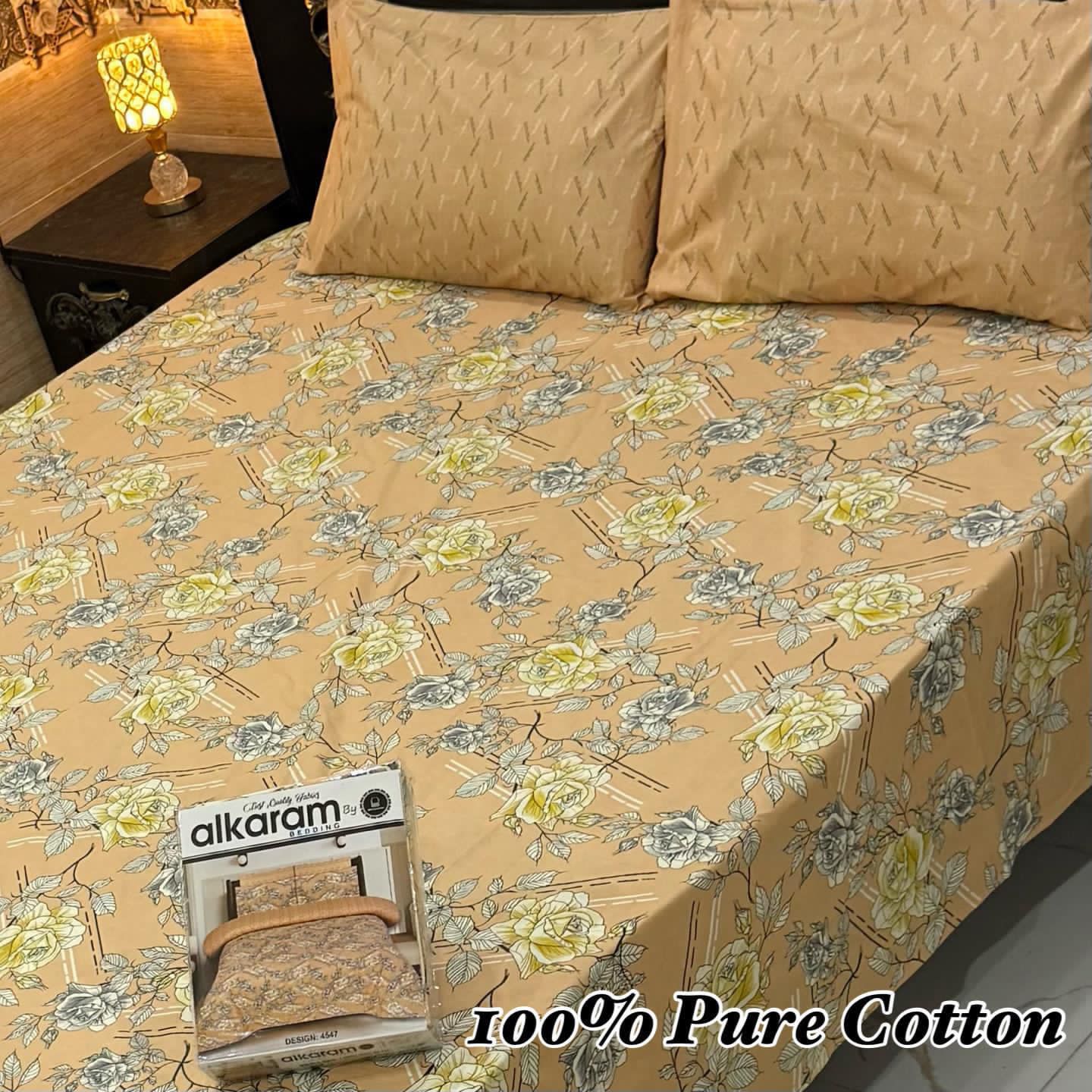 Pure Cotton Bedsheet 3Piece Set D-011