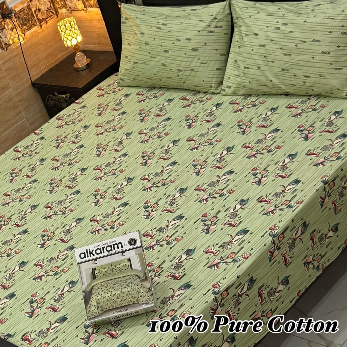 Pure Cotton Bedsheet 3Piece Set D-012