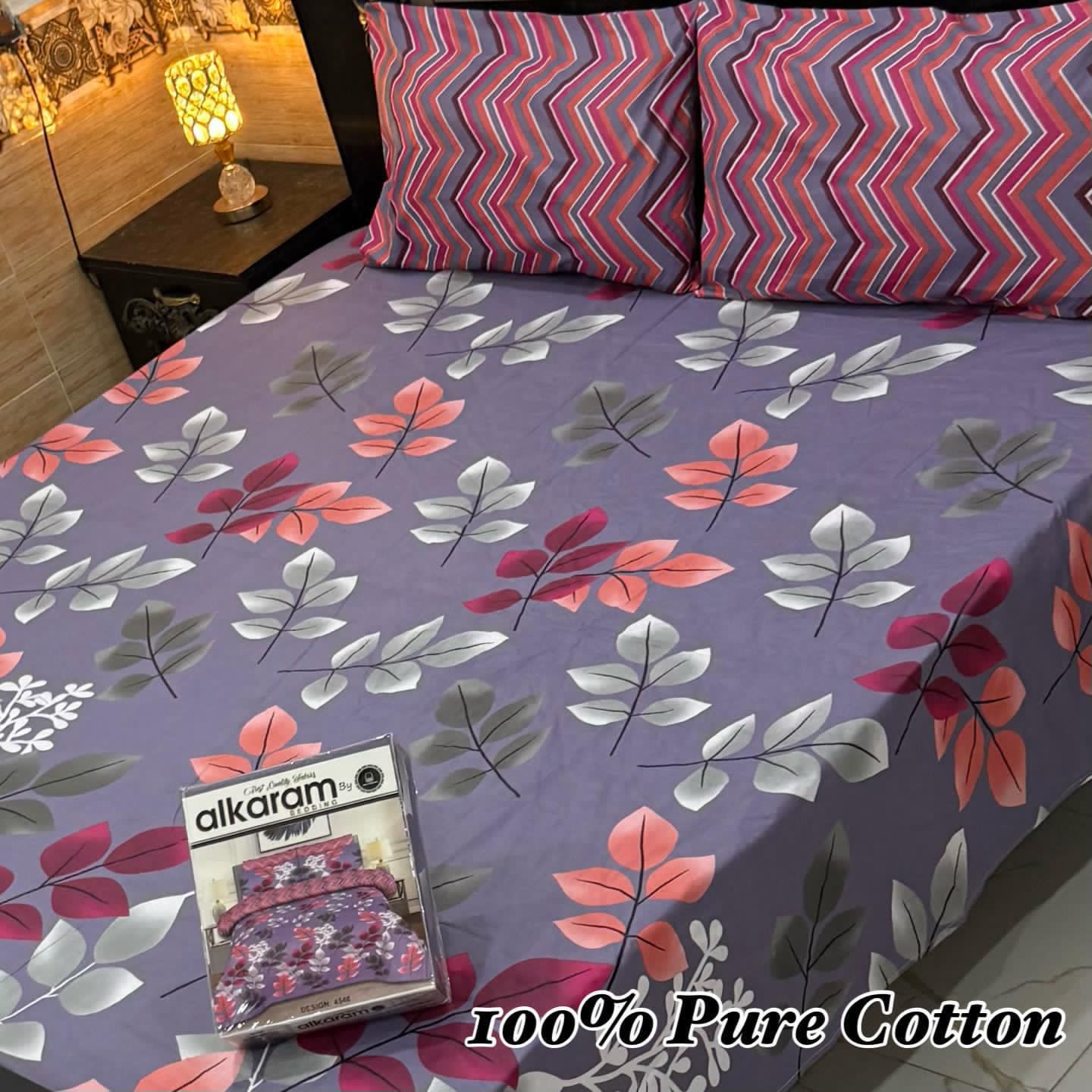 Pure Cotton Bedsheet 3Piece Set D-014