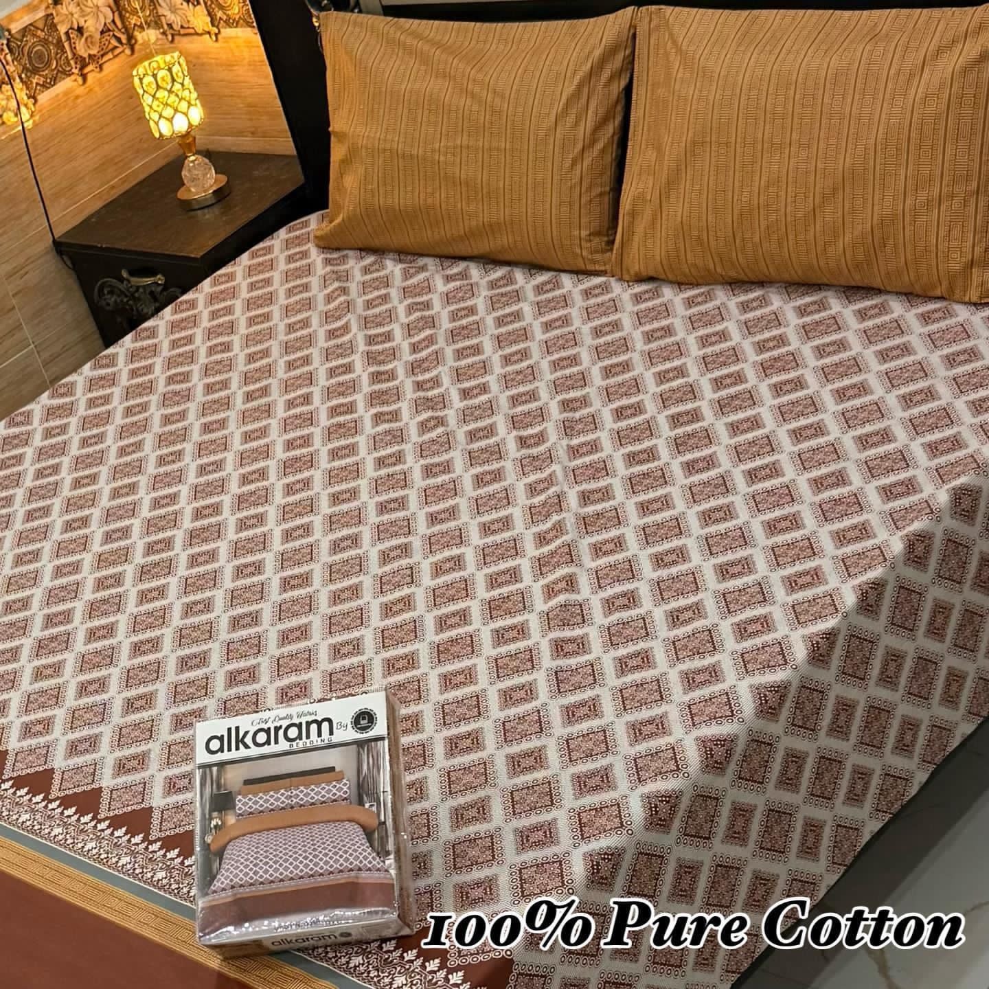 Pure Cotton Bedsheet 3Piece Set D-015