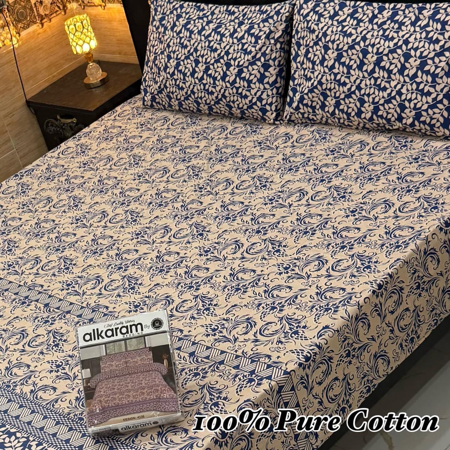 Pure Cotton Bedsheet 3Piece Set D-016