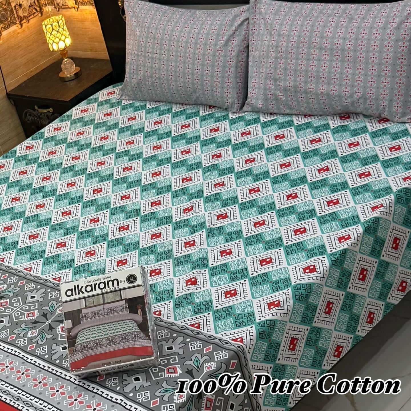 Pure Cotton Bedsheet 3Piece Set D-017