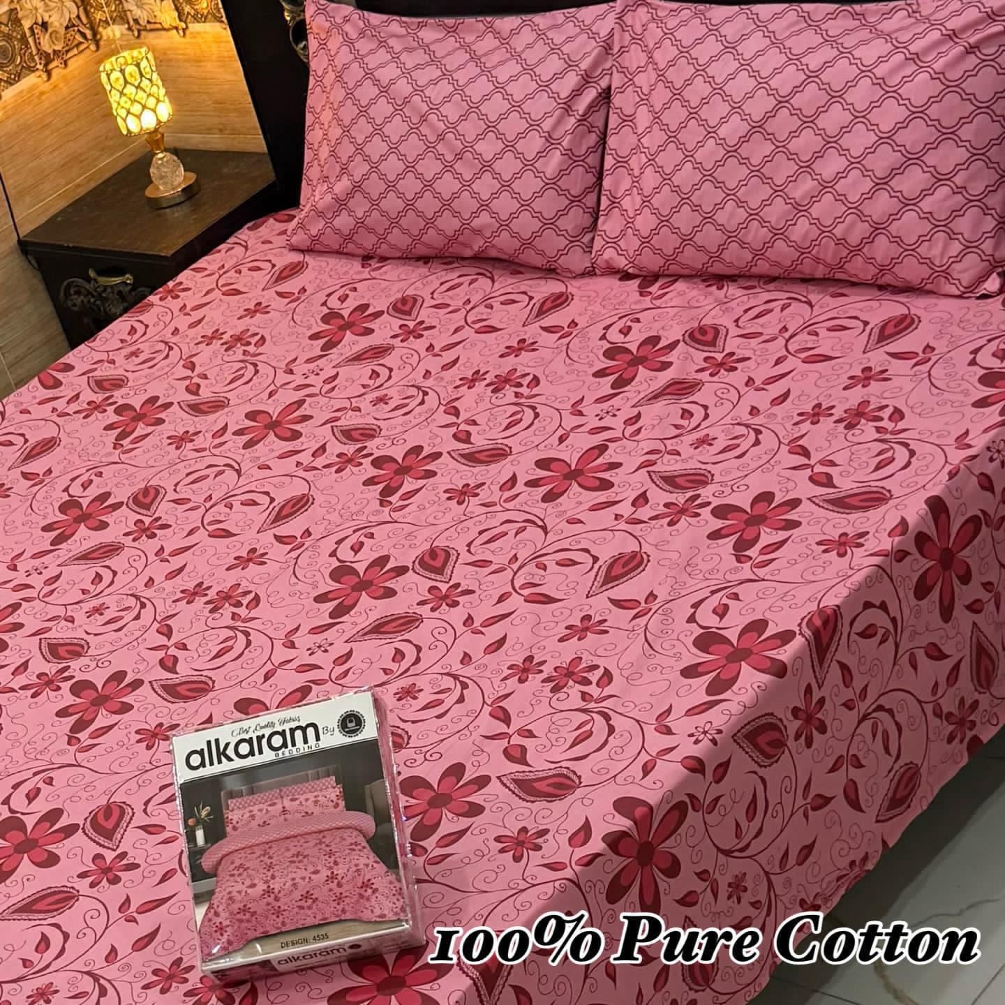 Pure Cotton Bedsheet 3Piece Set D-018
