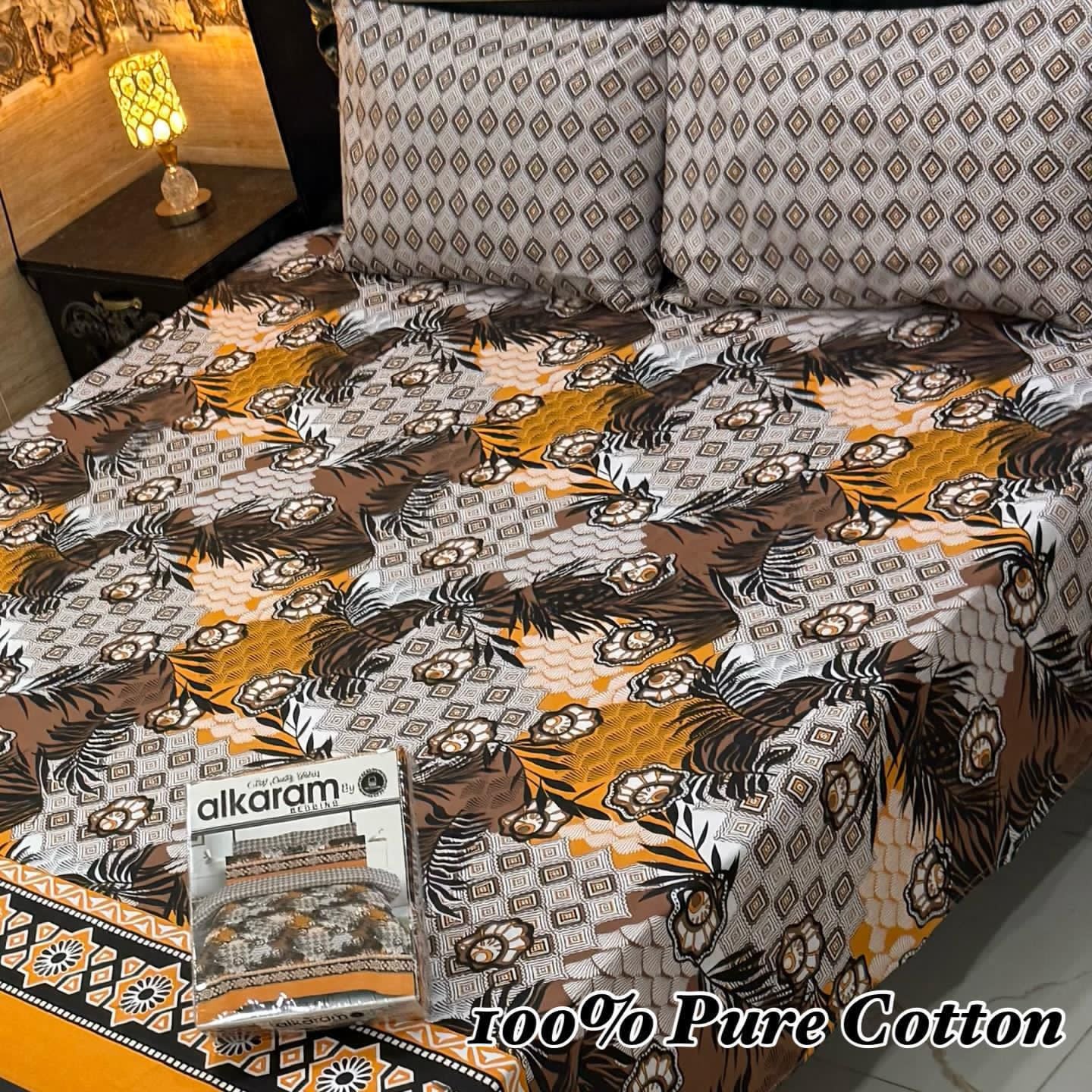 Pure Cotton Bedsheet 3Piece Set D-019