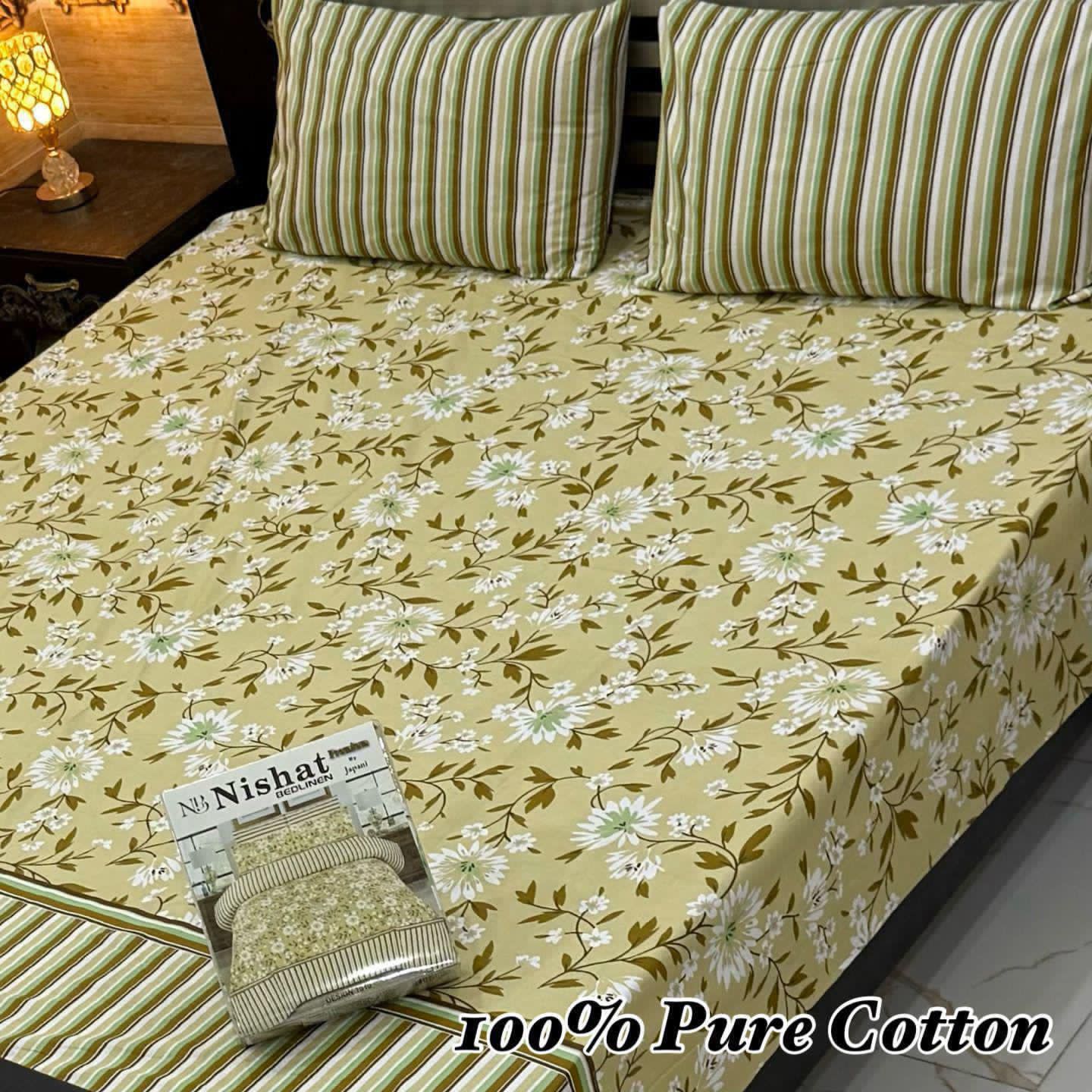 Pure Cotton Bedsheet 3Piece Set D-021