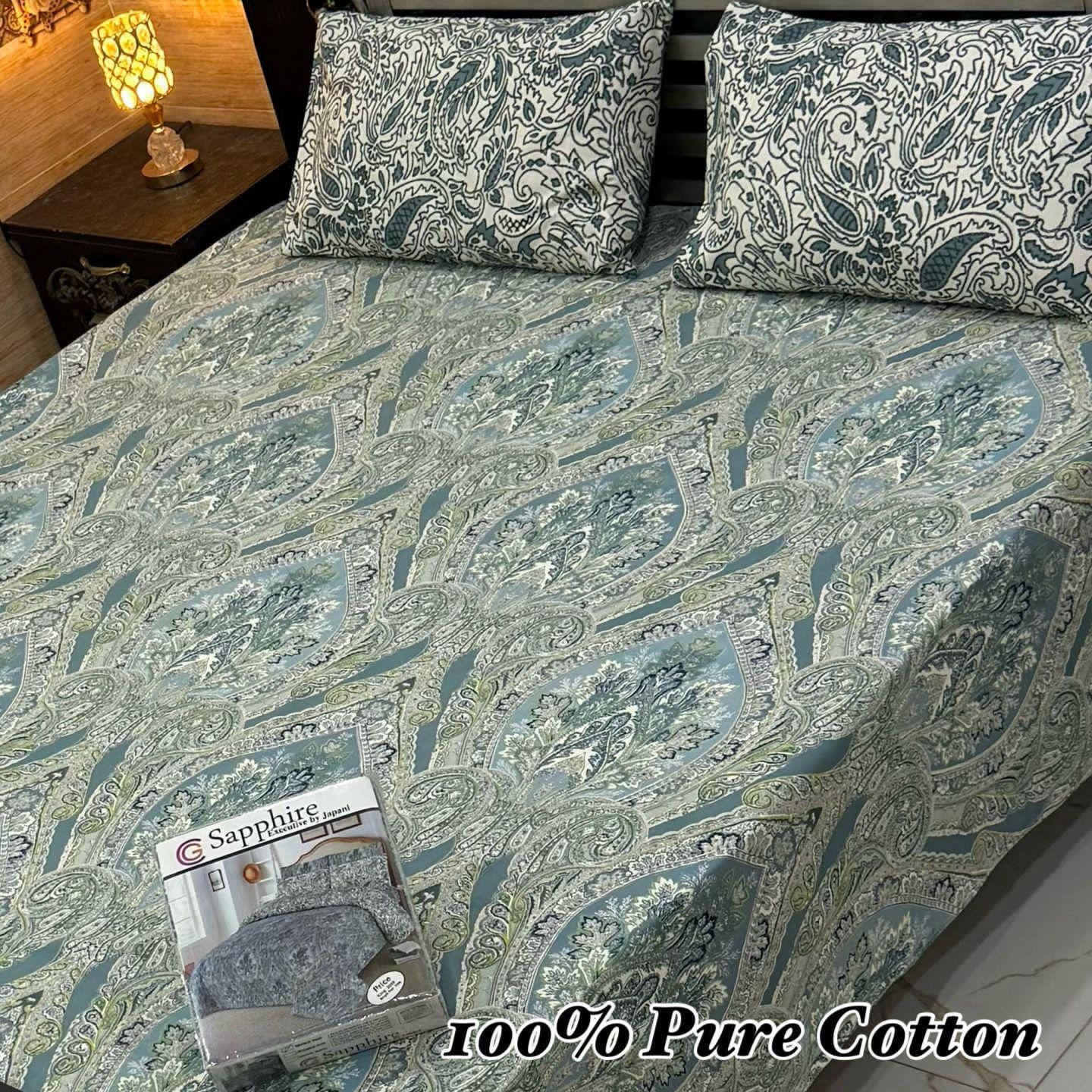Pure Cotton Bedsheet 3Piece Set D-025