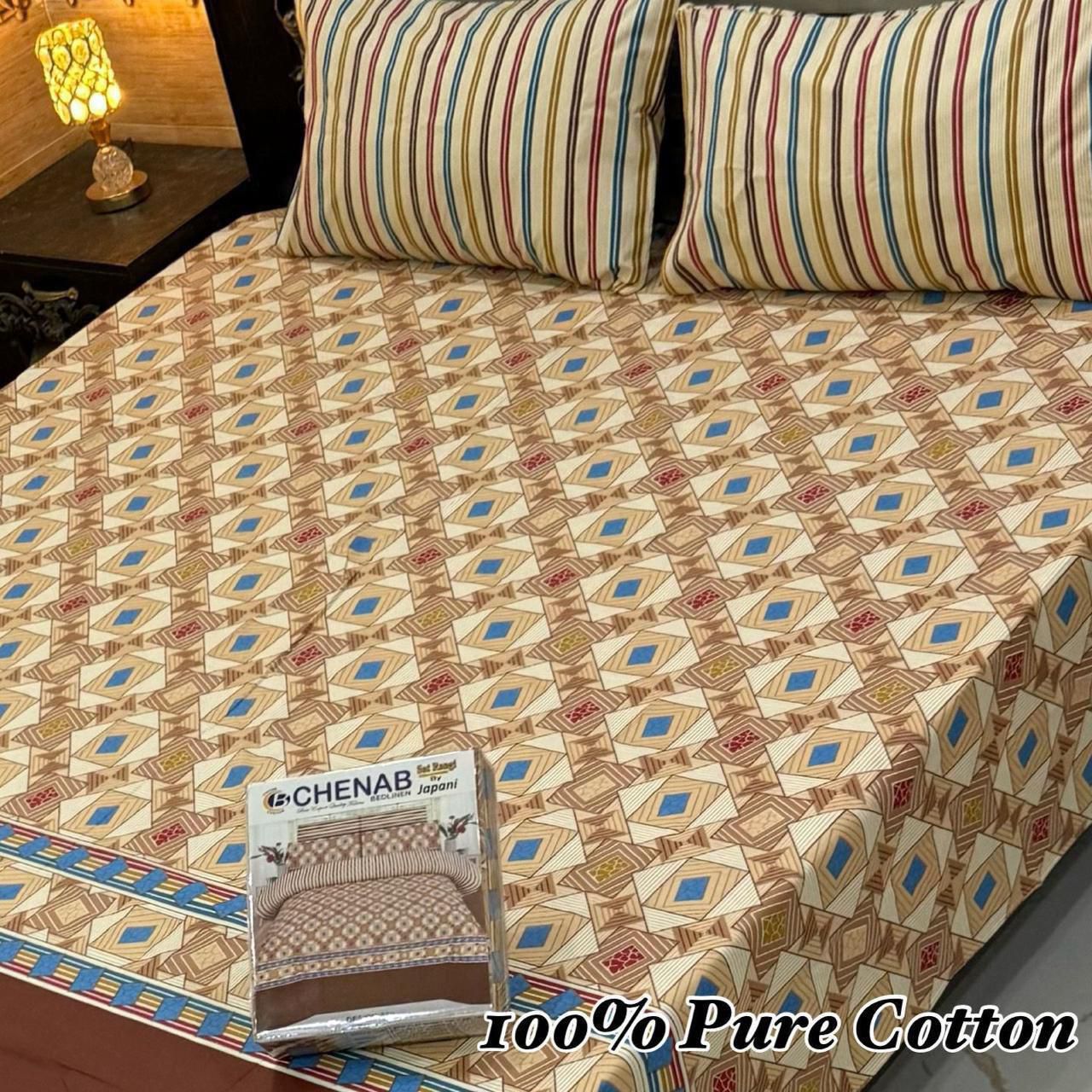 Pure Cotton Bedsheet 3Piece Set D-031