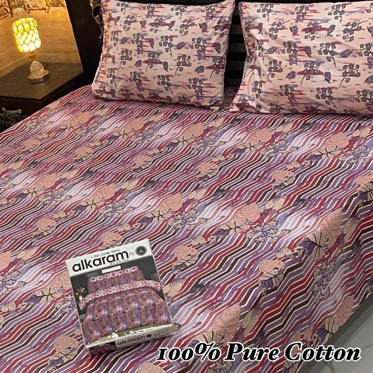 Pure Cotton Bedsheet 3Piece Set D-032