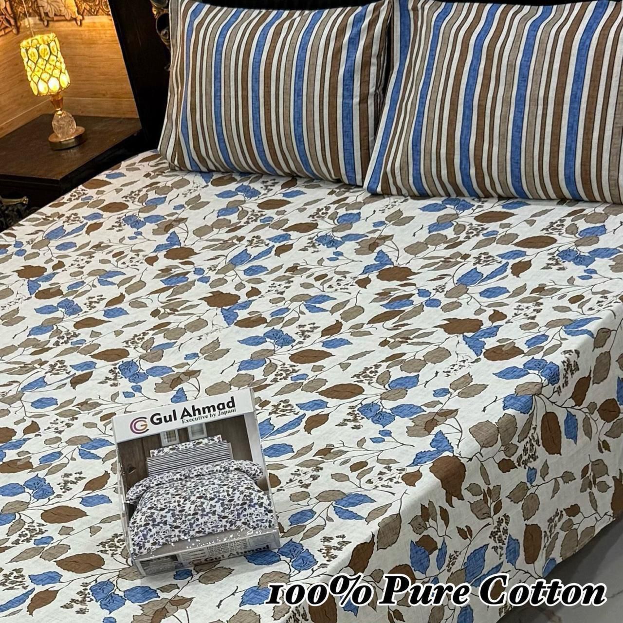Pure Cotton Bedsheet 3Piece Set D-033