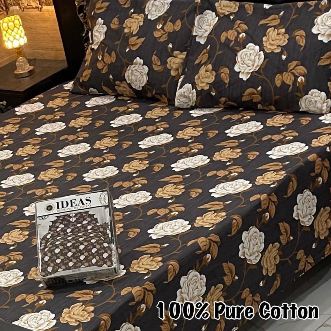 Pure Cotton Bedsheet 3Piece Set D-034