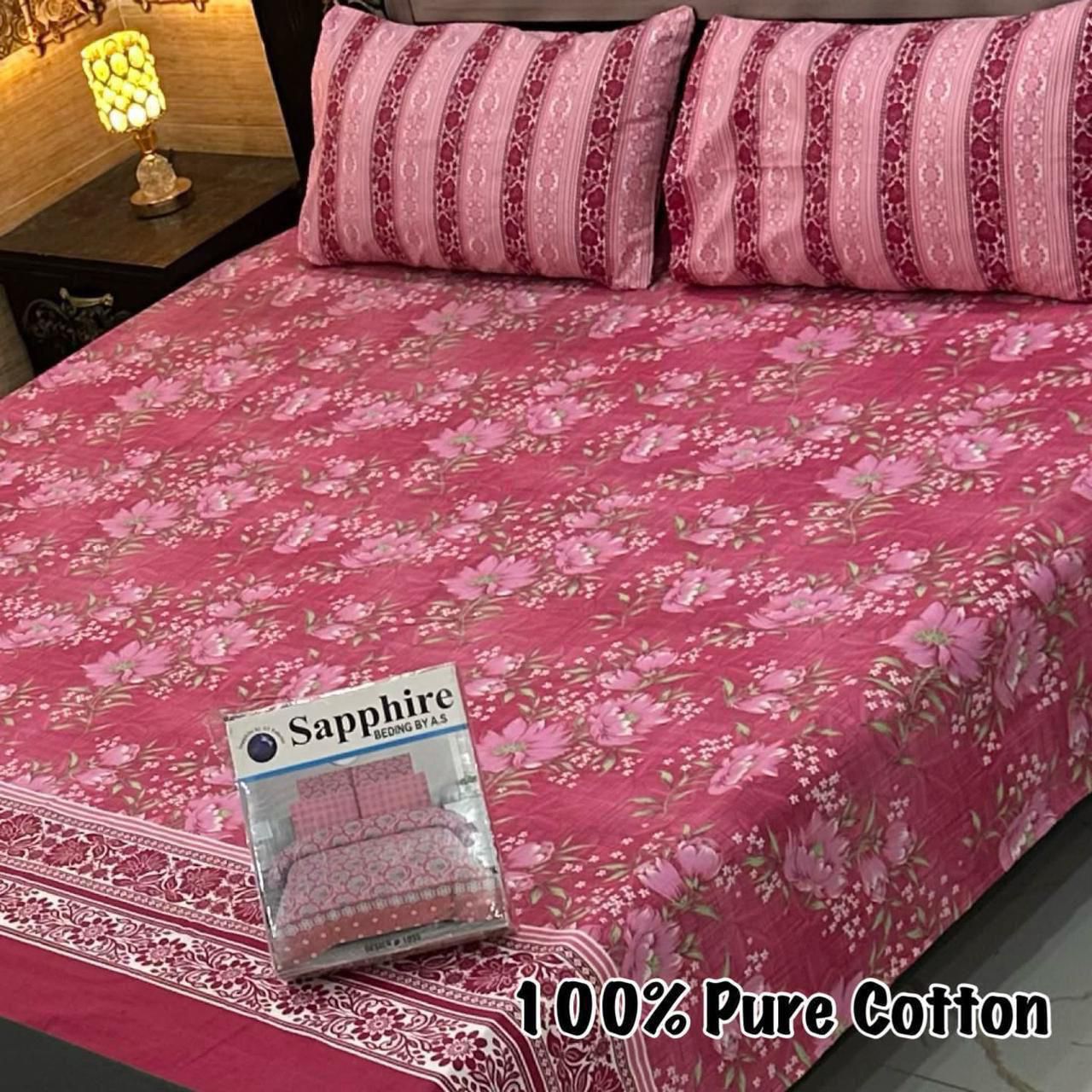Pure Cotton Bedsheet 3Piece Set D-036