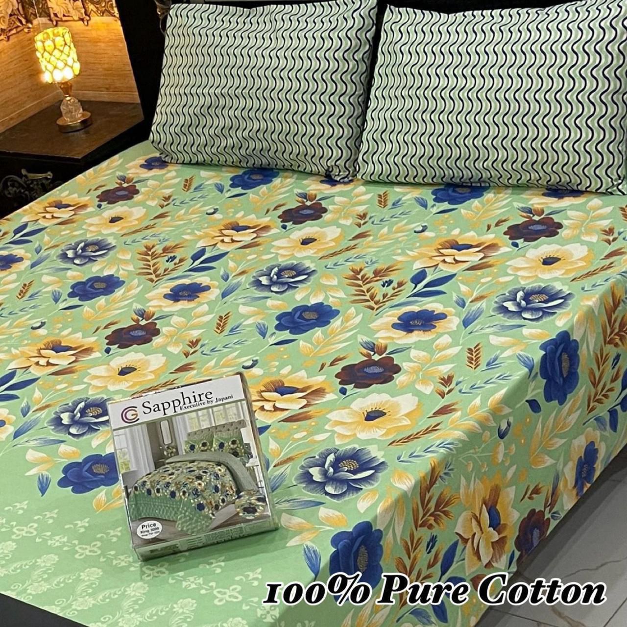 Pure Cotton Bedsheet 3Piece Set D-037