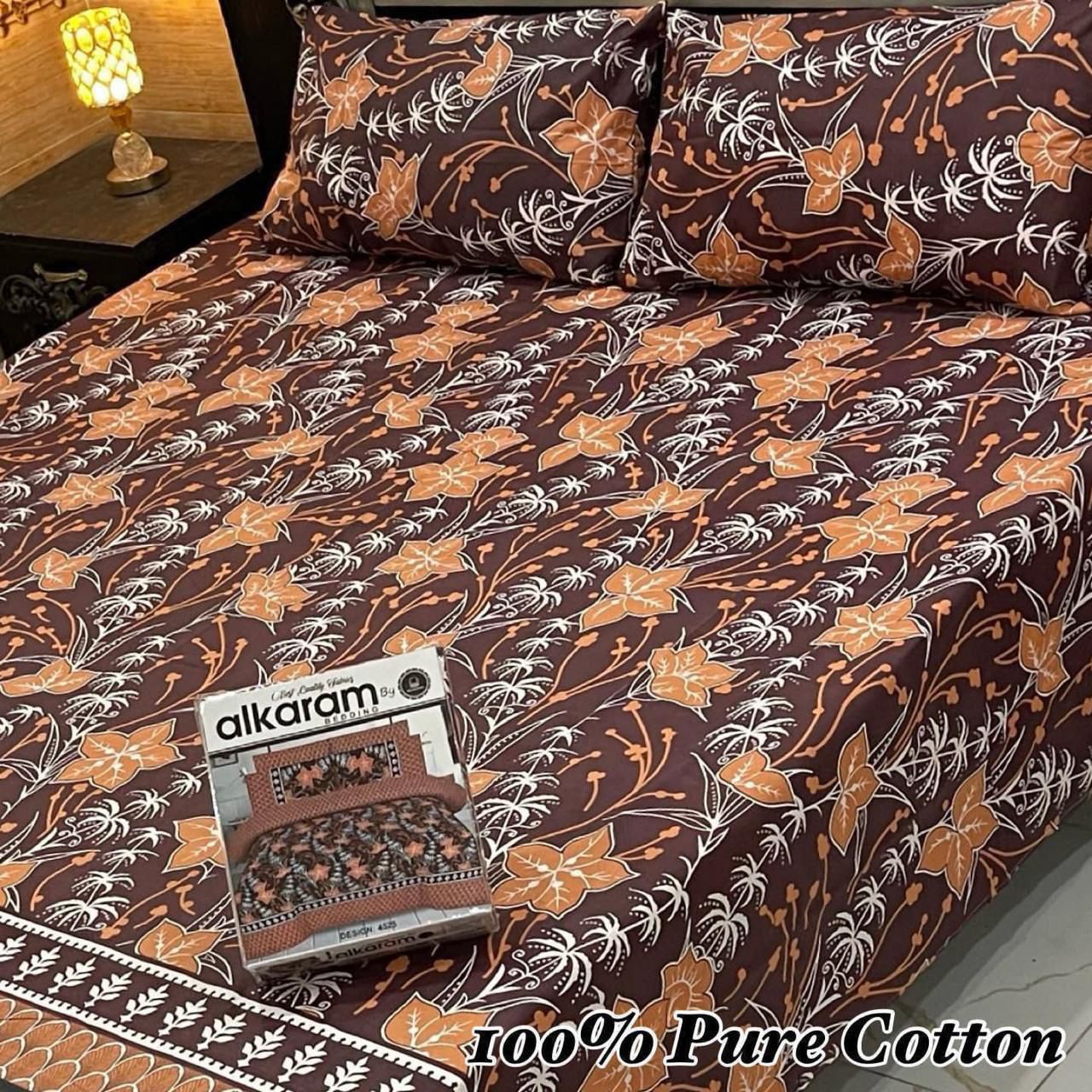 Pure Cotton Bedsheet 3Piece Set D-040