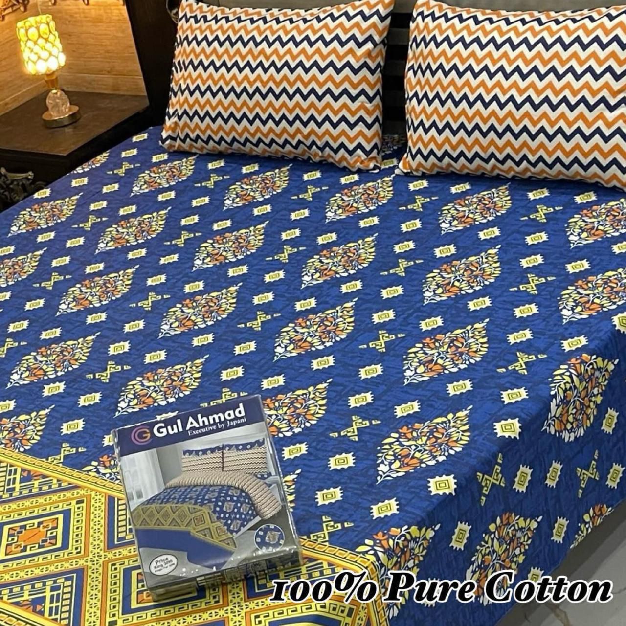 Pure Cotton Bedsheet 3Piece Set D-041