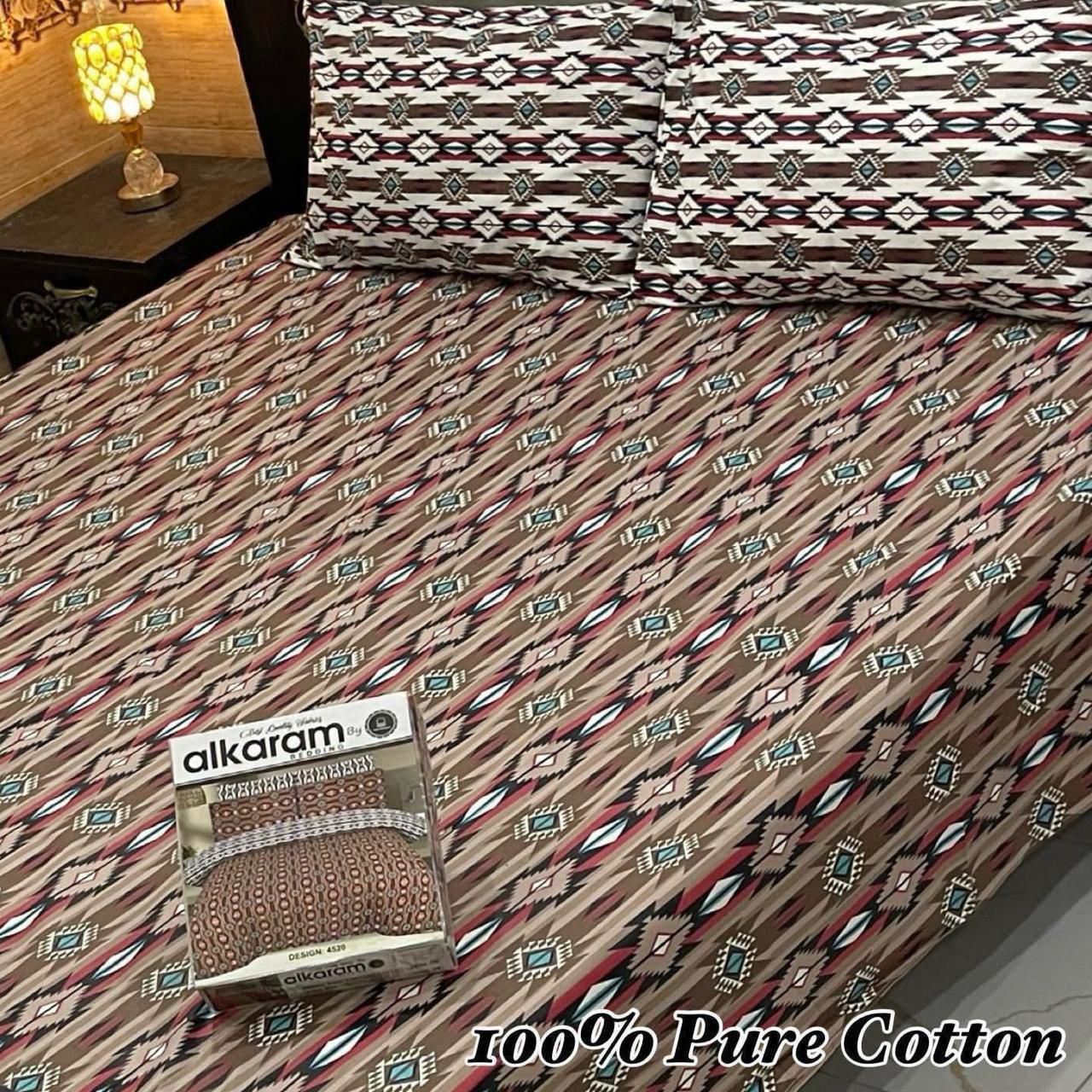Pure Cotton Bedsheet 3Piece Set D-043
