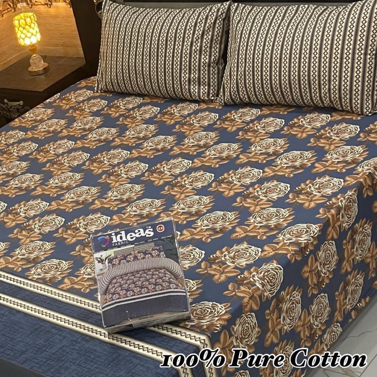 Pure Cotton Bedsheet 3Piece Set D-044