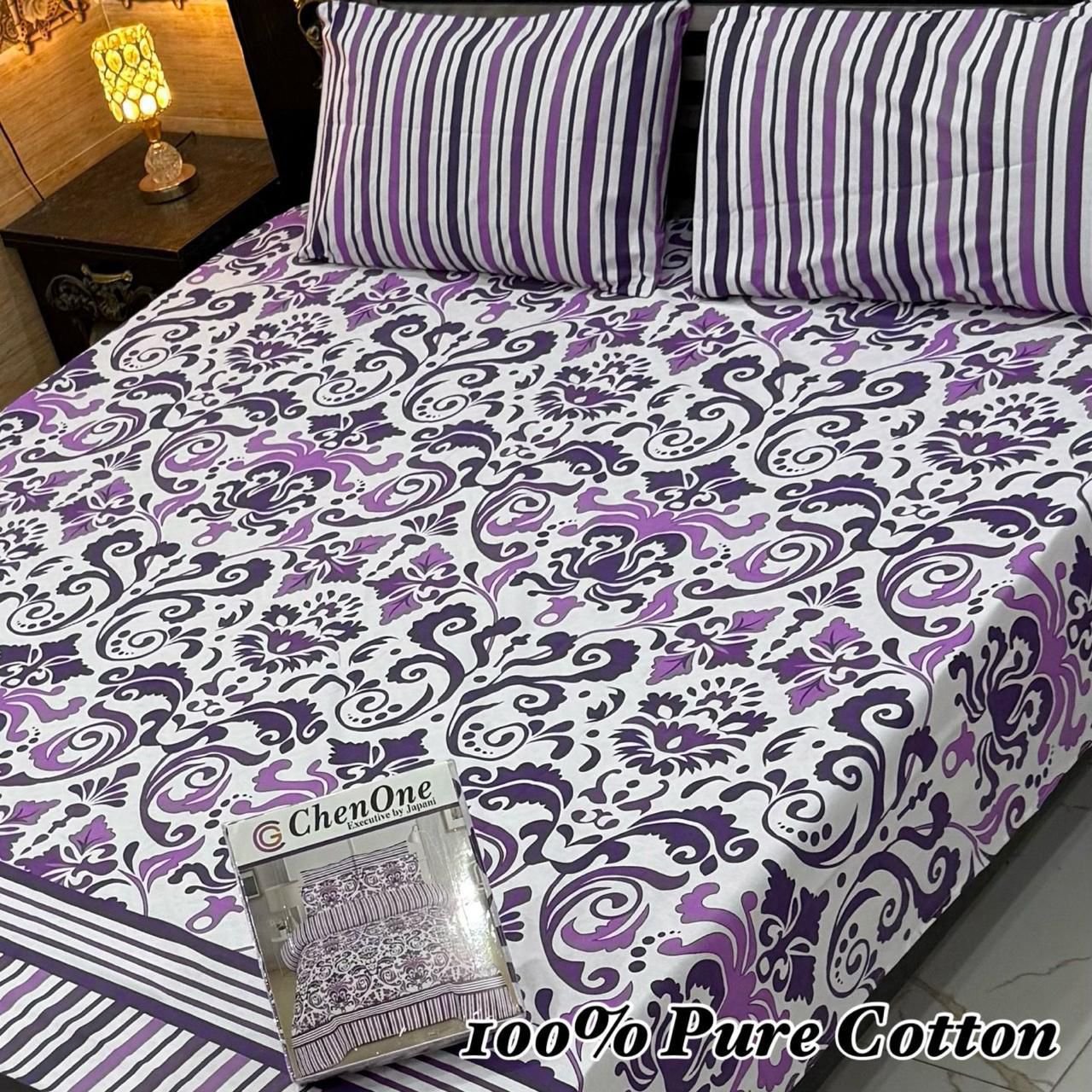 Pure Cotton Bedsheet 3Piece Set D-046