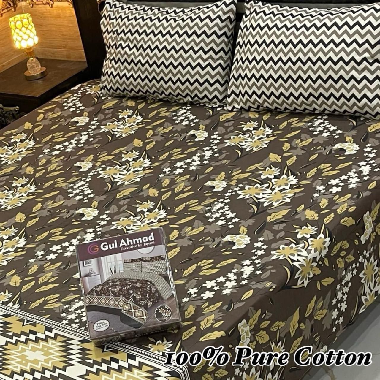 Pure Cotton Bedsheet 3Piece Set D-048