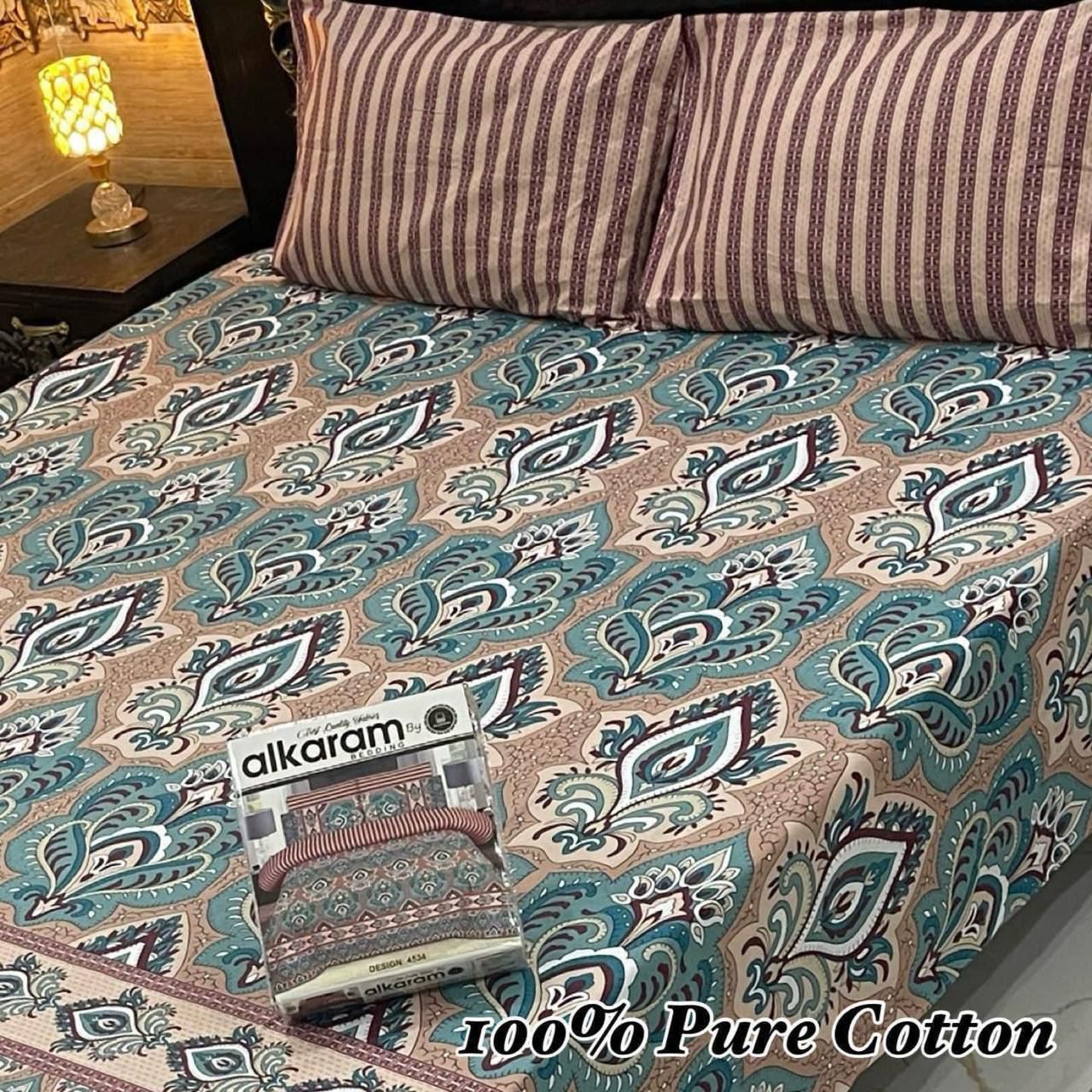 Pure Cotton Bedsheet 3Piece Set D-049
