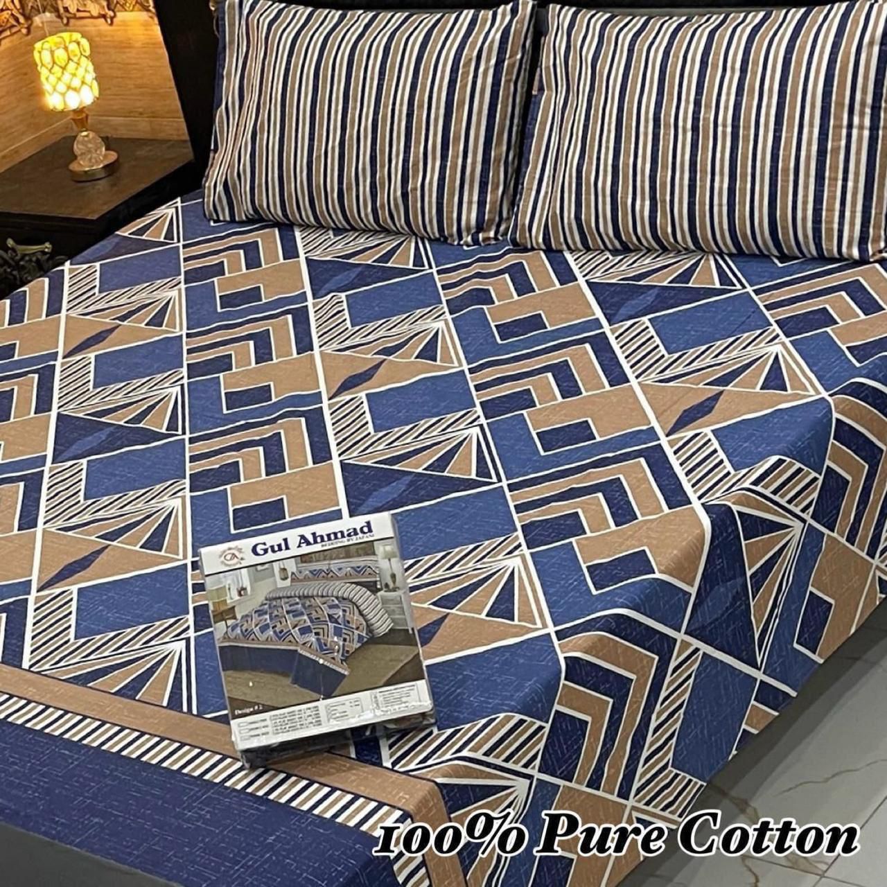 Pure Cotton Bedsheet 3Piece Set D-050