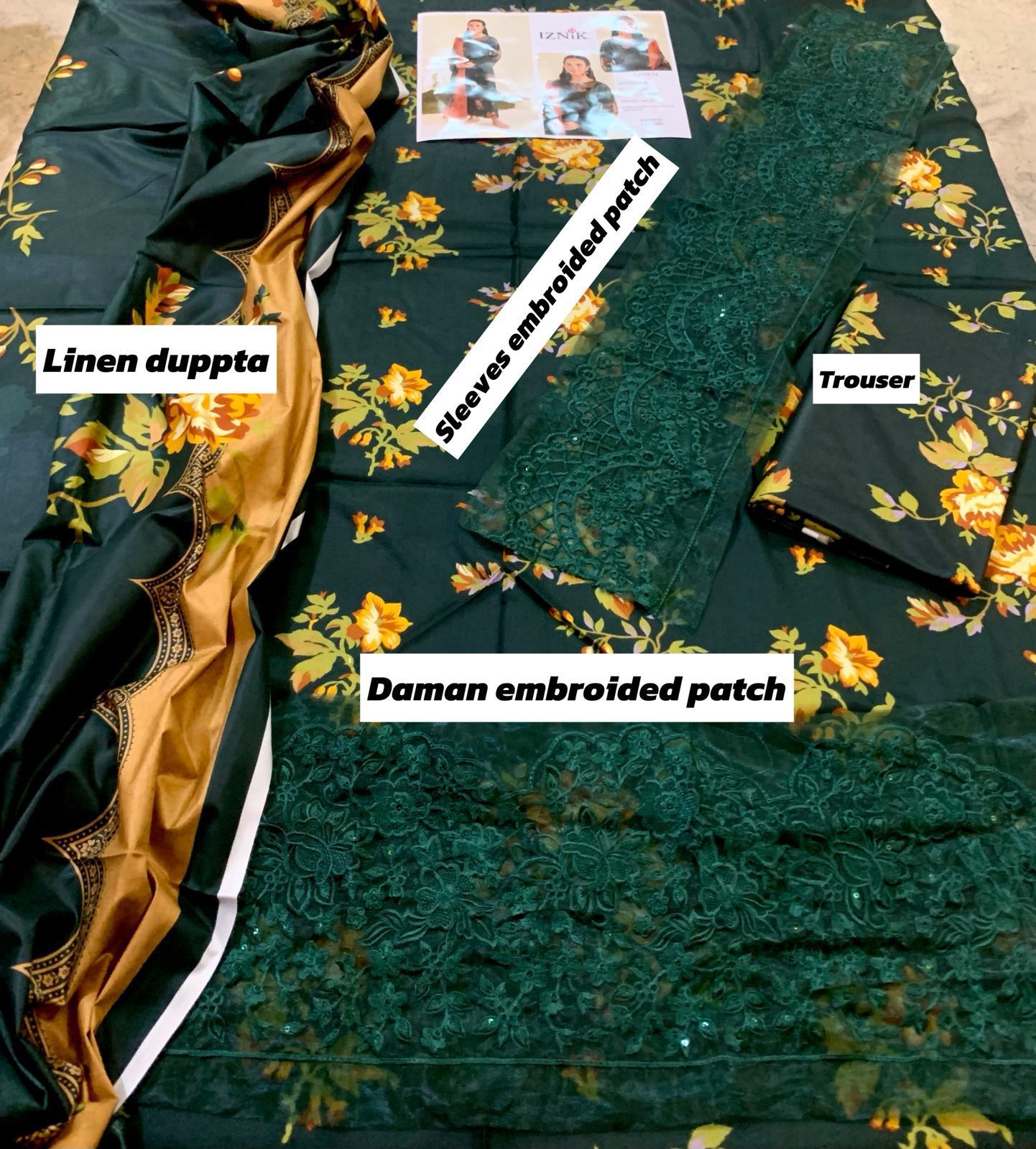 Iznik Linen Unstitched 3Piece D-001
