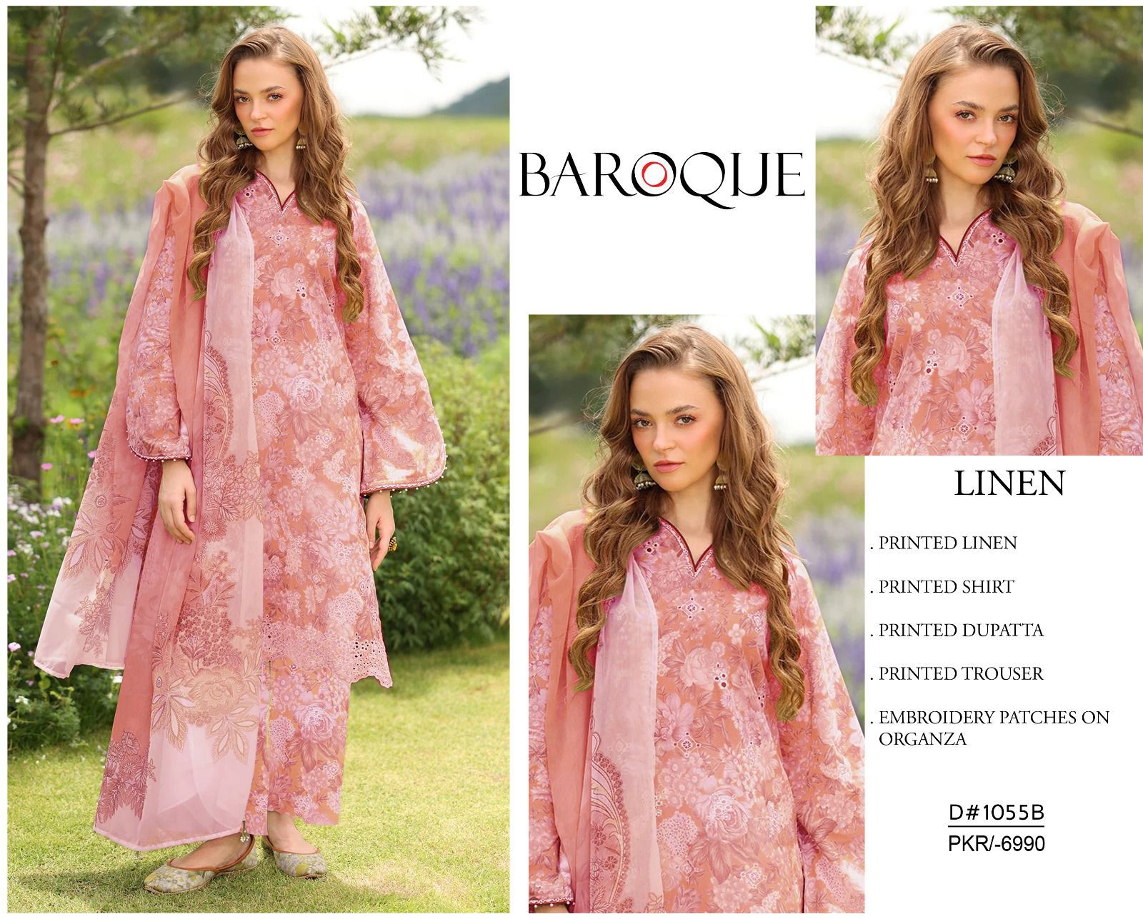 Baroque Linen Unstitched 3Piece D-003